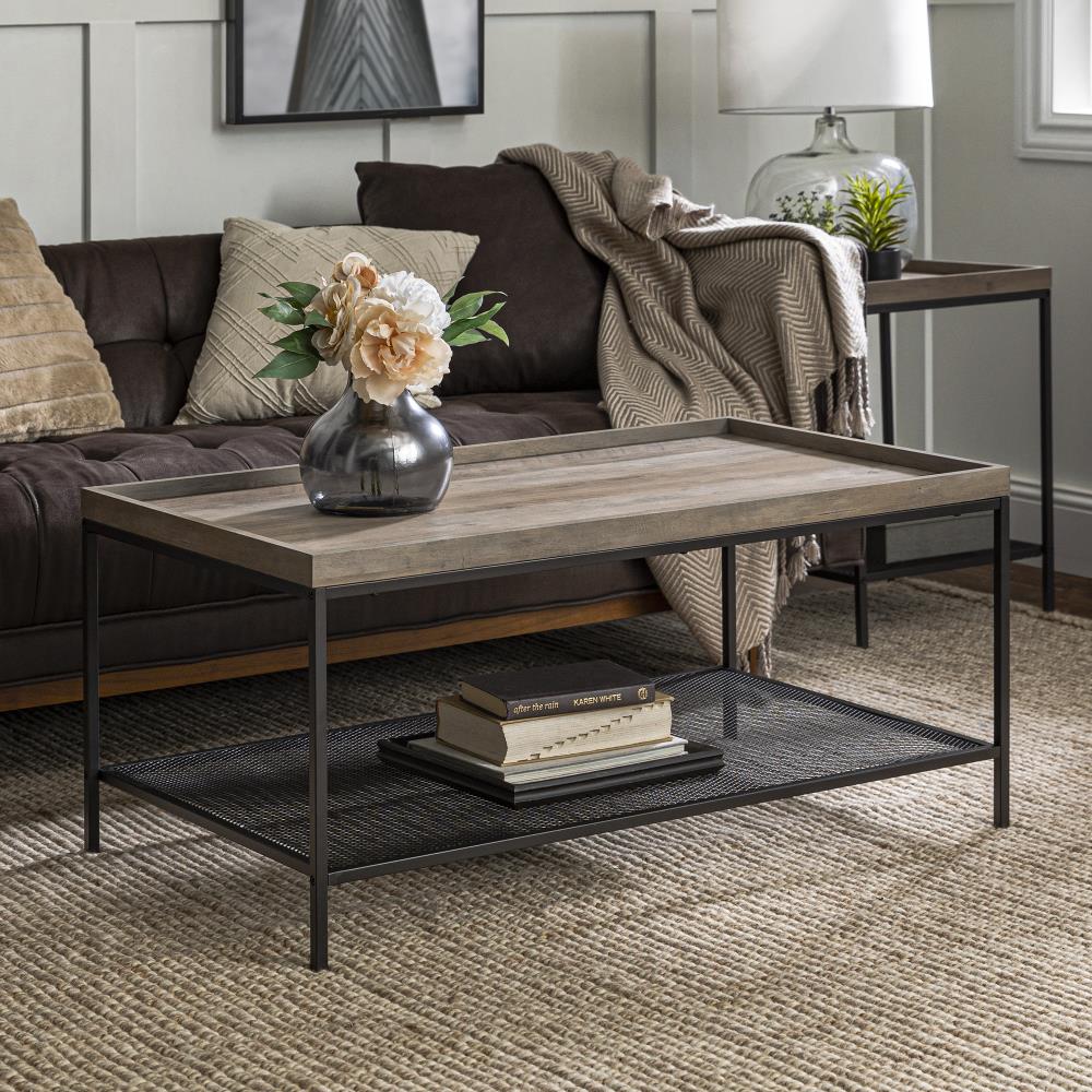 Walker Edison Grey Wash Industrial Coffee Table with Storage at Lowes.com