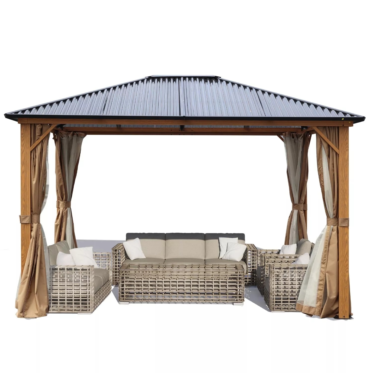 Aoodor A192-PKIBN 10-ft x 12-ft Brown Rectangle Hardtop Roof (Screen Included)