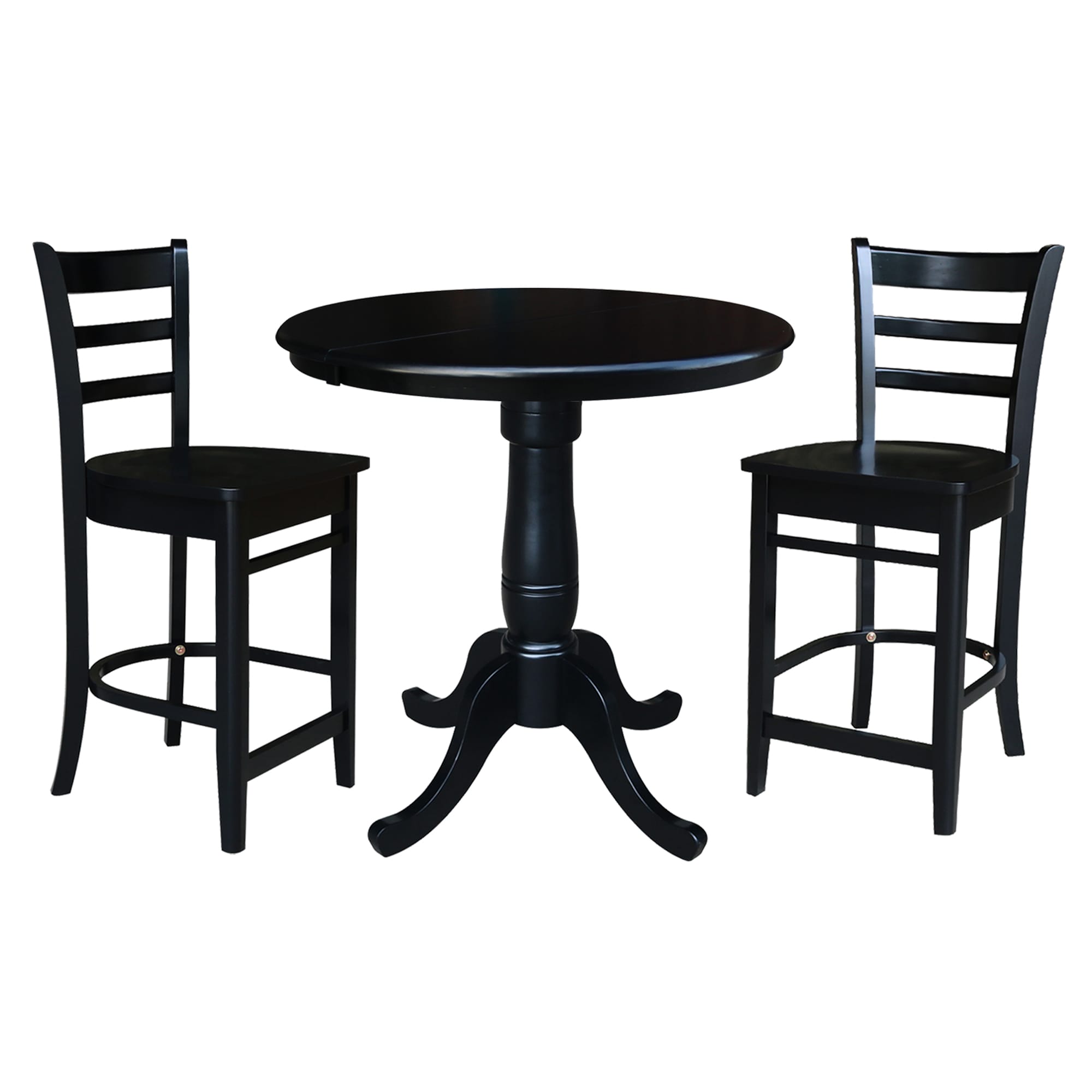 International Concepts K46-36RXT-S6172-2 Black Traditional Dining Room Set with Round Table ( Seats 2 )