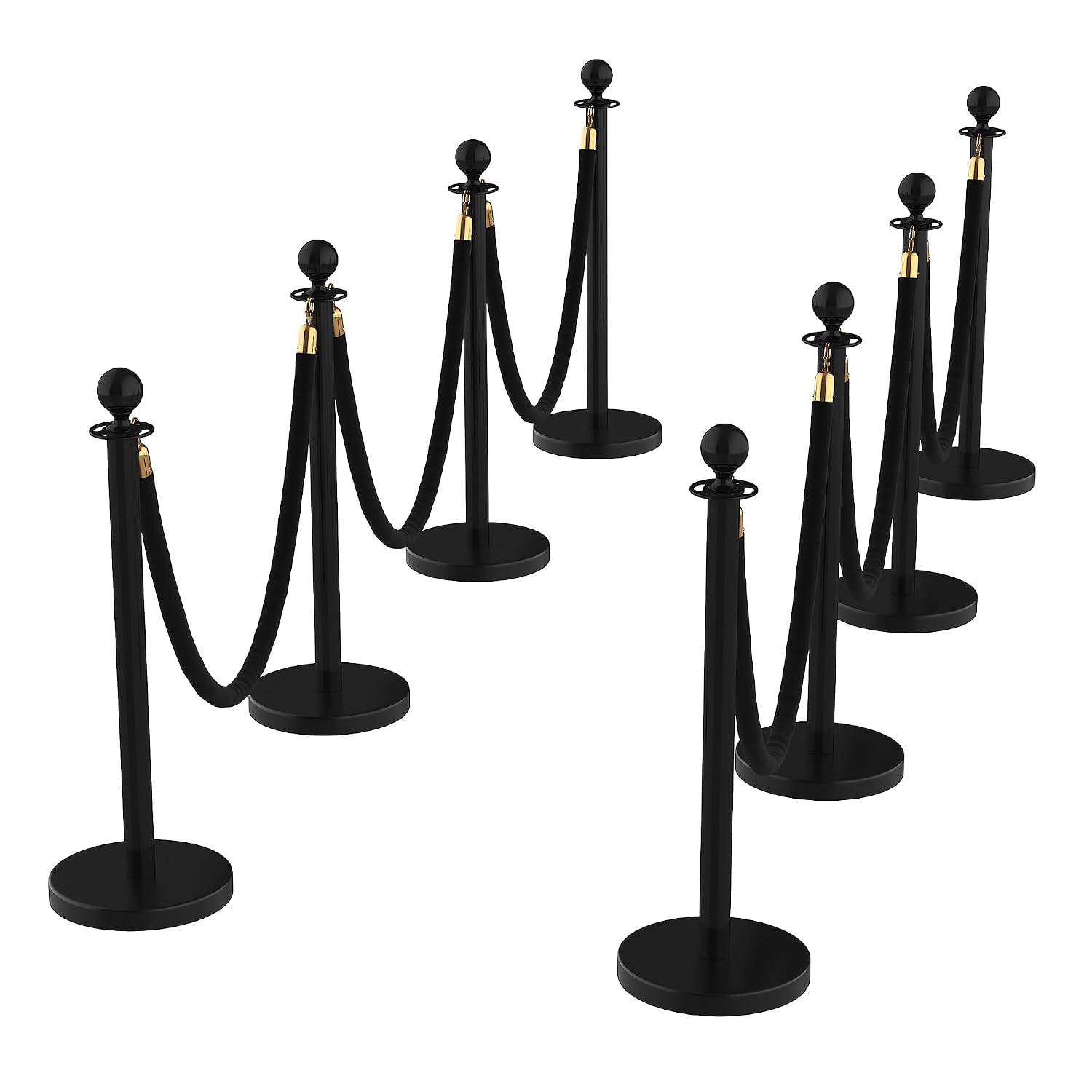 GAOMON 8 Pack Black Stainless Steel Crowd Control Queue Stanchions ...