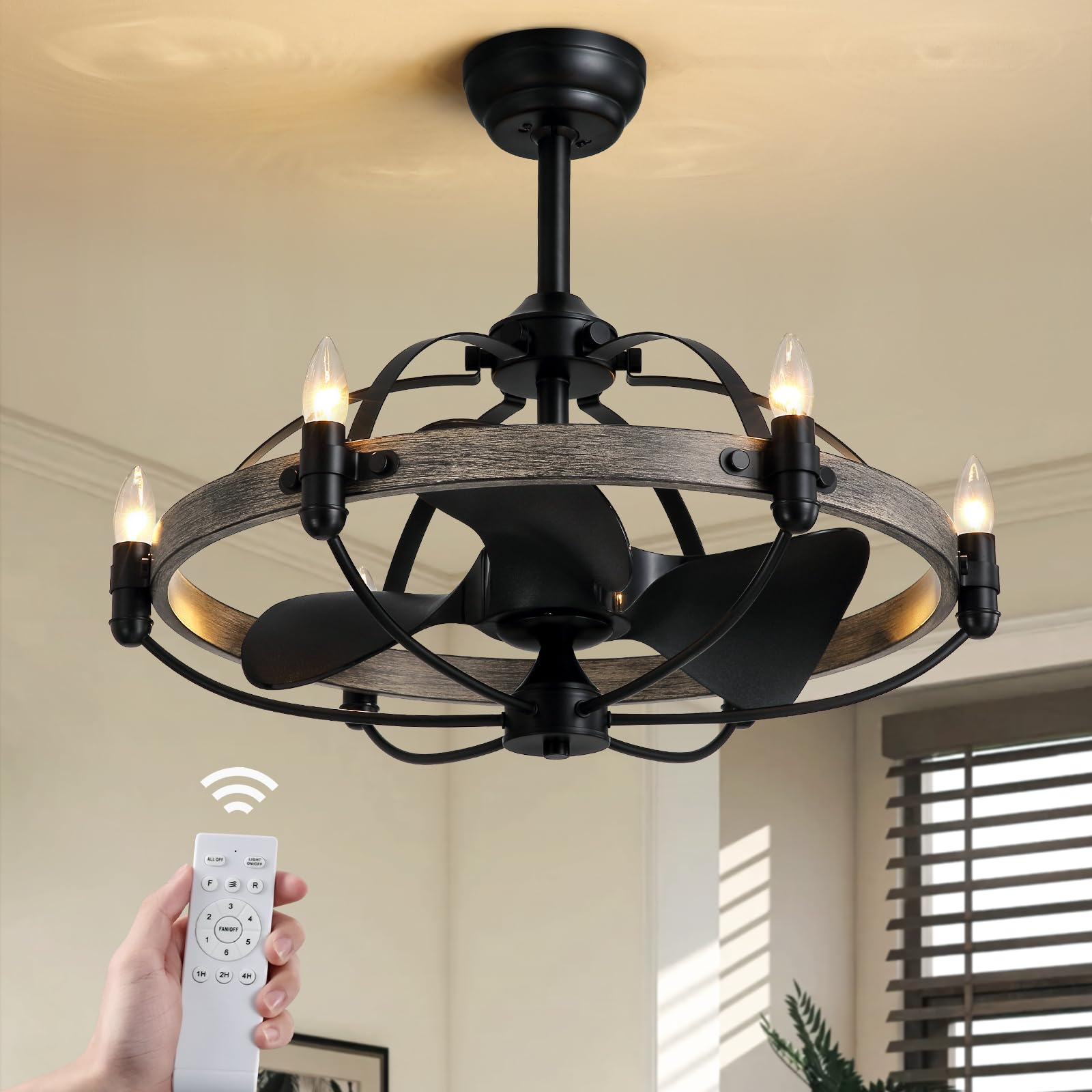 SILJOY FS6685-603 Flush mount Ceiling Fan with Light and Remote Control Include