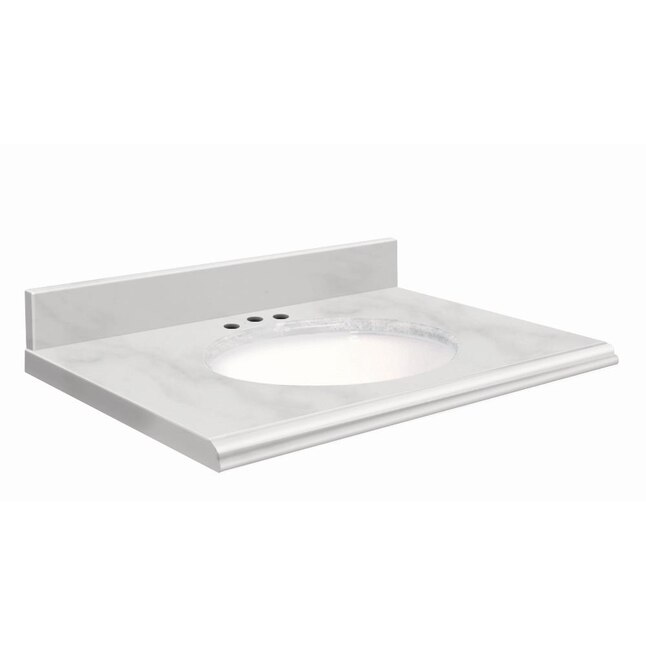 Transolid 49-in White Carrara Natural Marble Single Sink Bathroom Vanity Top Transolid 49-in White Carrara Natural Marble Single Sink Bathroom Vanity Top