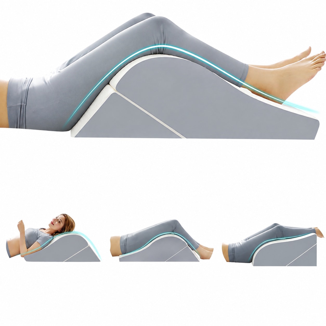 PIGFDK White 2 Piece Set White 1PCS 9 to 10H Adjustable Memory Foam Wedge Pillow Set Orthopedic Bed Support for Sleeping Relief