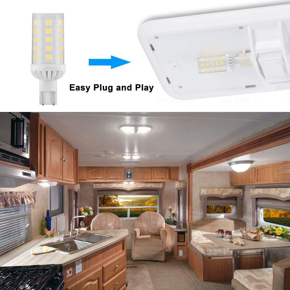 AOIZGMY T5 T10 Wedge Base 921 912 12V LED Light Bulbs 4W Natural White ...