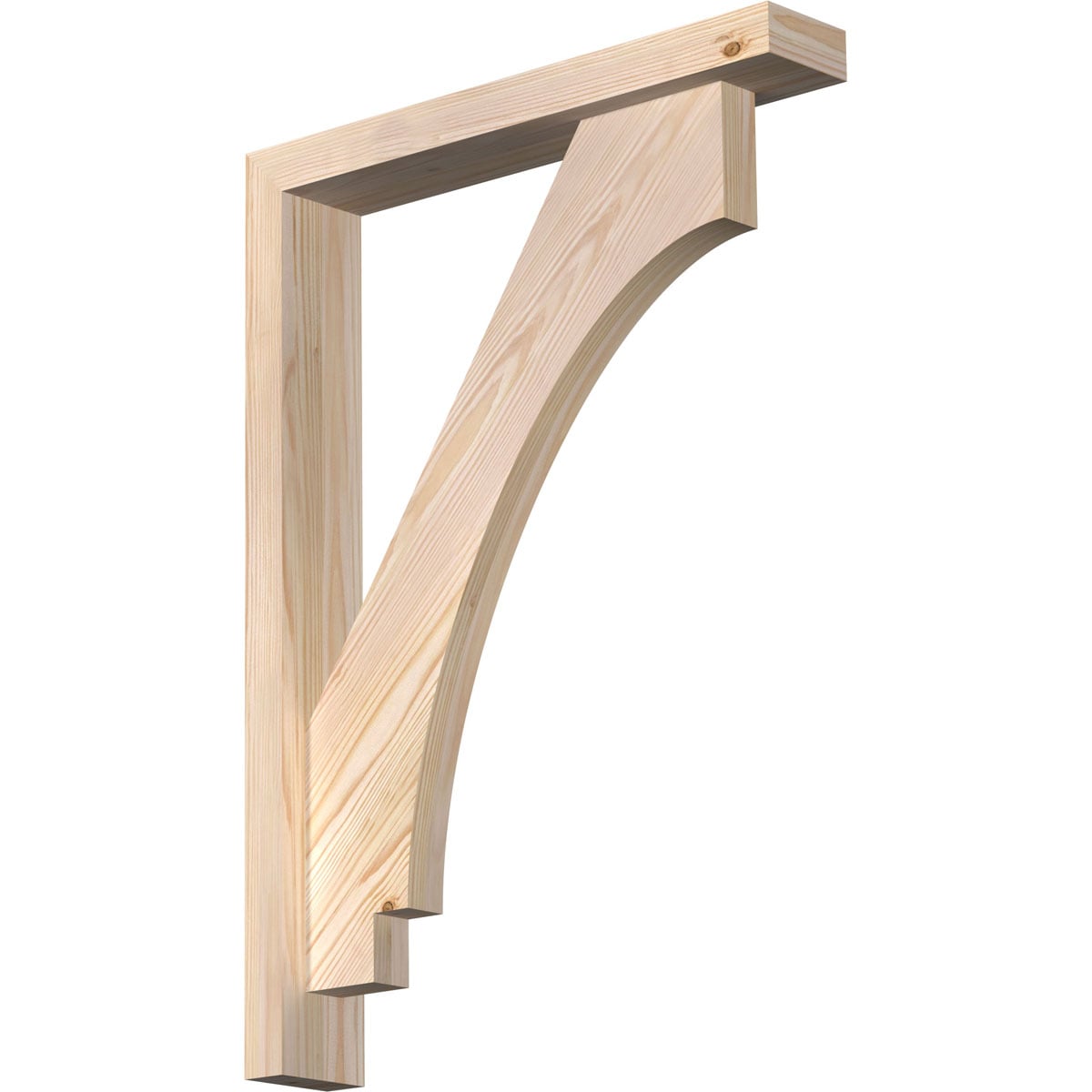 Ekena Millwork 1462918 Imperial Block Smooth Bracket with Offset Brace 3-1/2-in x 20-in x 28-in Douglas fir Brown Wood Standard bracket