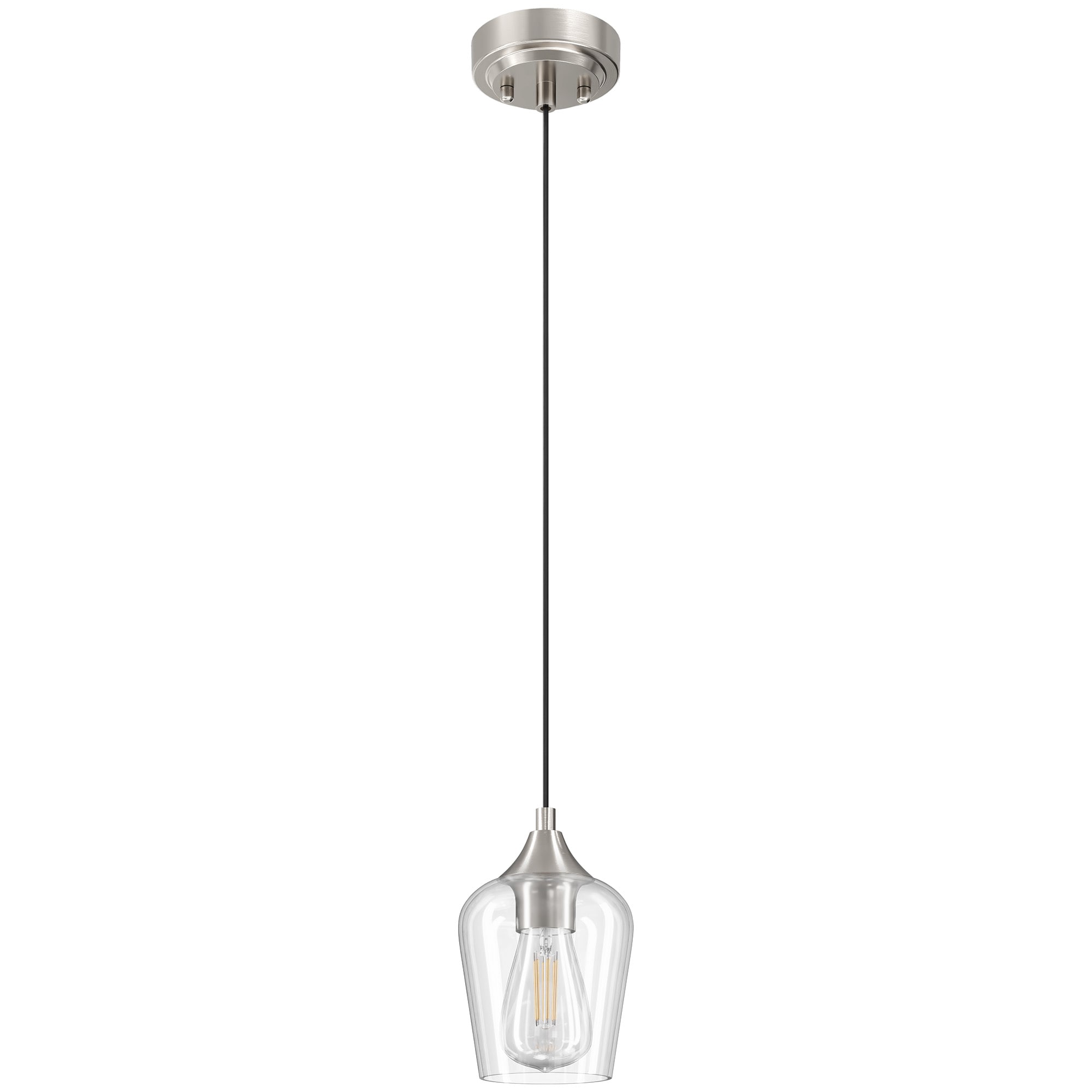 CO-Z PDL-150N-1P Brushed Nickel Modern/contemporary Clear glass Cylinder Mini Hanging Pendant light