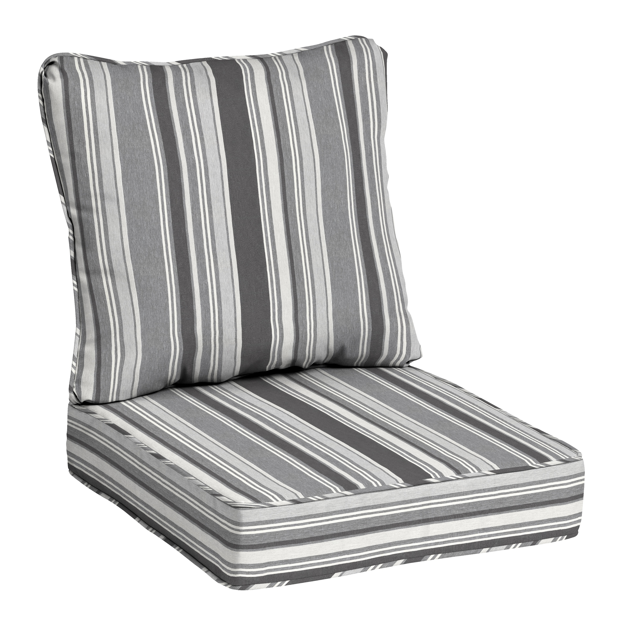 allen roth with STAINMASTER Stainmaster 25 in x 25 in 2 Piece Black Stripe Deep Seat Patio Chair Cushion in the Patio Furniture Cushions department at Lowes