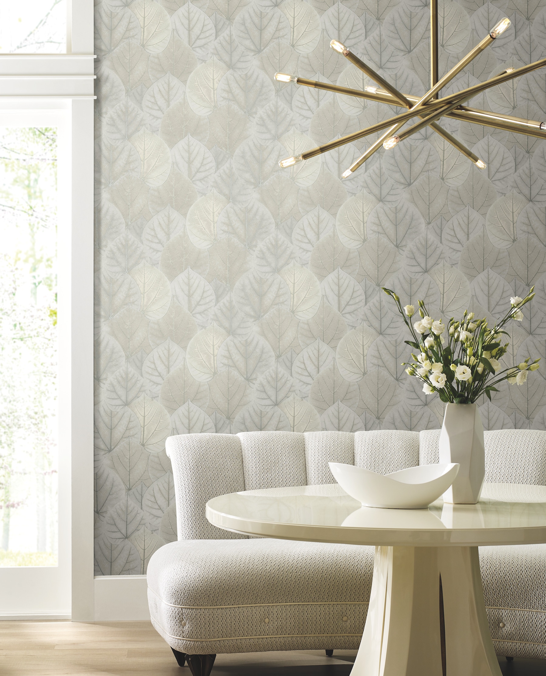 York Wallcoverings OS4246 Modern Nature 2nd Edition 60.8-Sq. Feet Gray Non-woven Ivy/Vines Unpasted Wallpaper