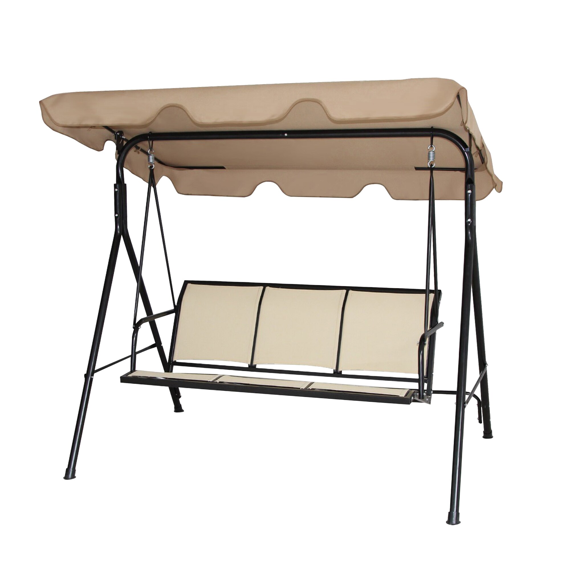 WELLFOR DOJ70492ZS 3 -person Brown Steel Outdoor Swing