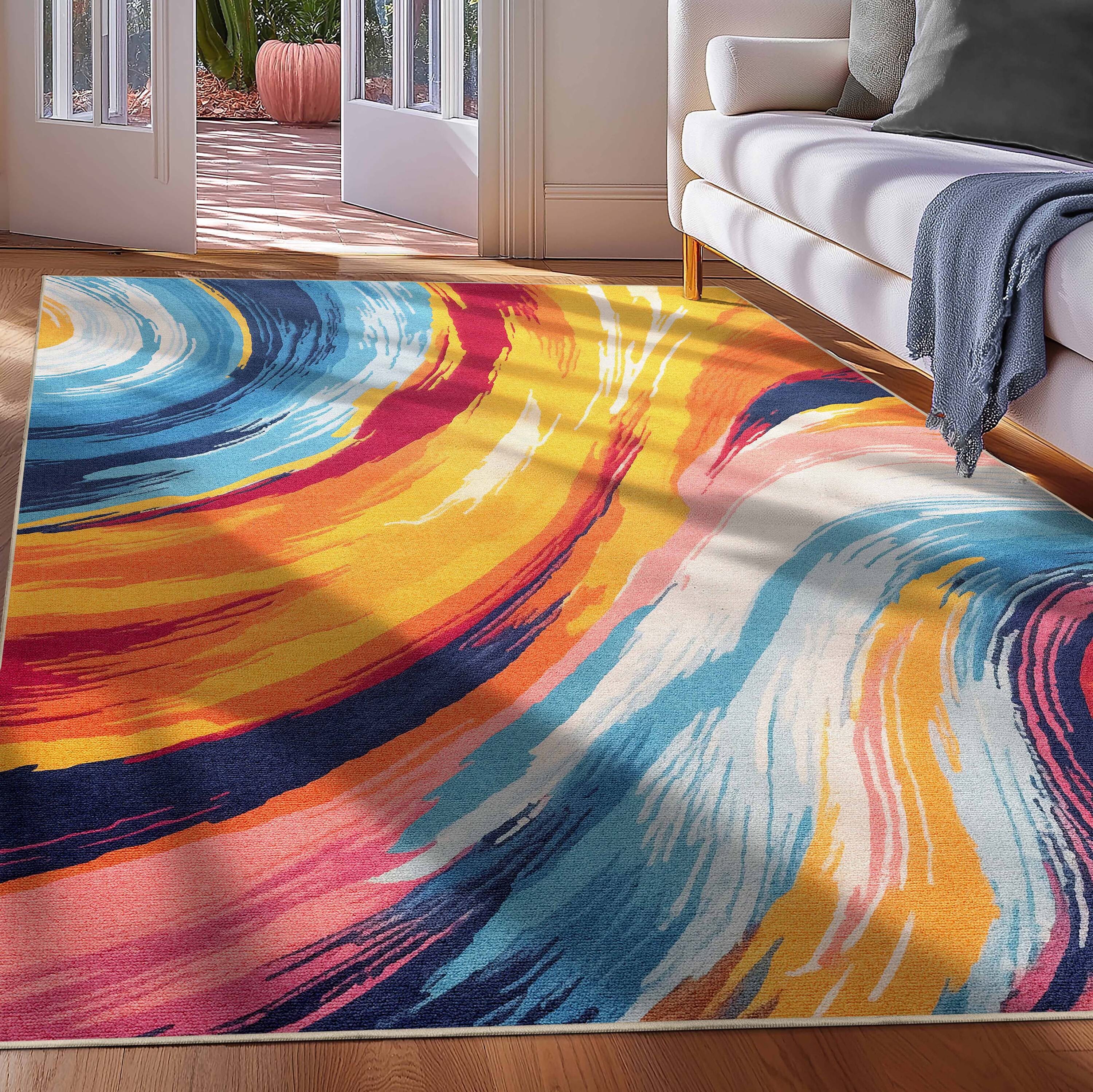 Well Woven W-AID-05A-5 Apollo 5 x 7 (ft) Polyester Multi Rectangular Indoor Abstract Mid-Century Modern Area rug