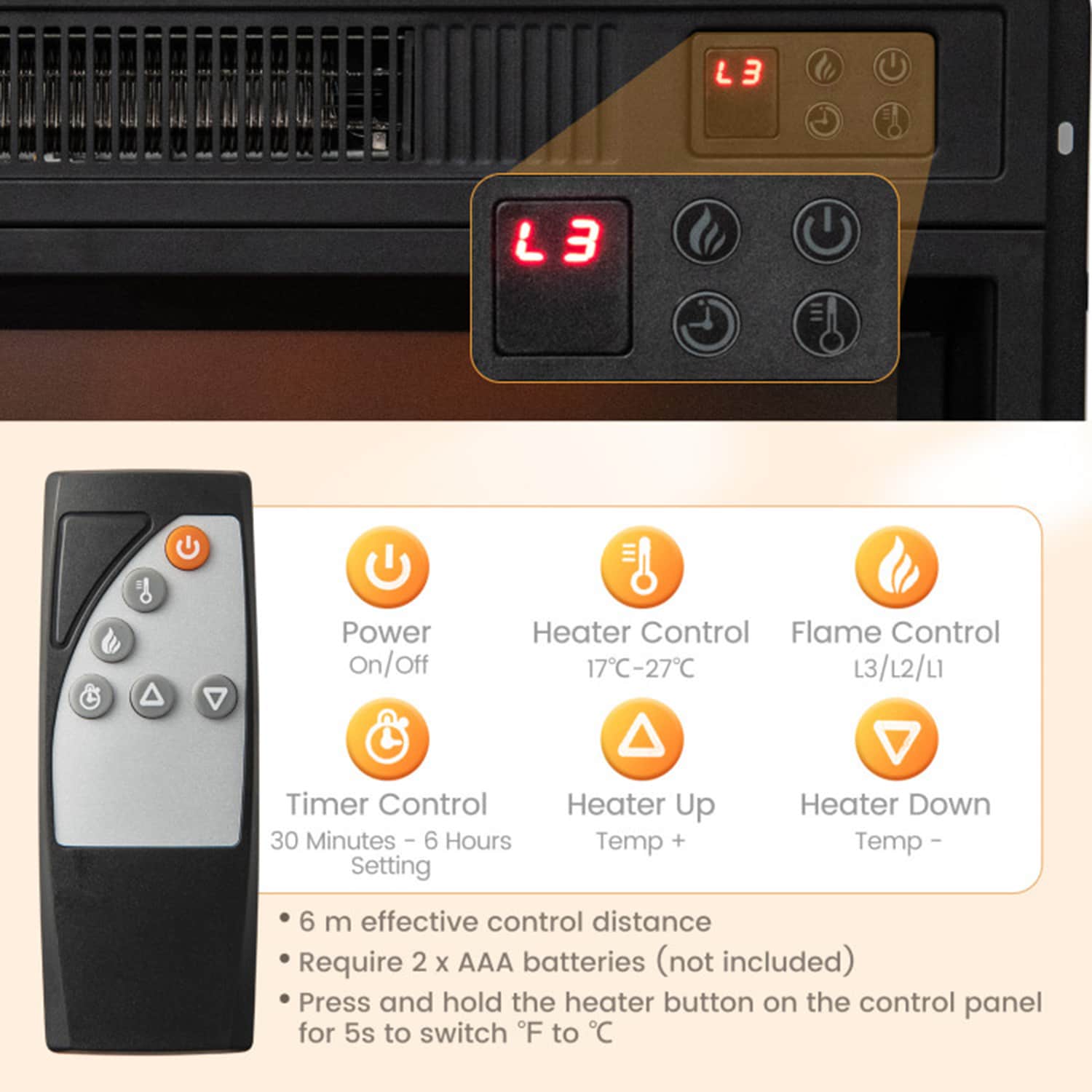 Clihome CL-FP10106BN Electric-Fireplaces - View #9