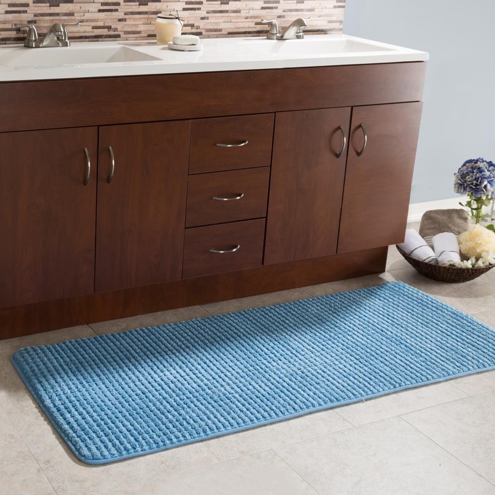 Hastings Home Bathroom Mats 60-in x 24.25-in Taupe Microfiber