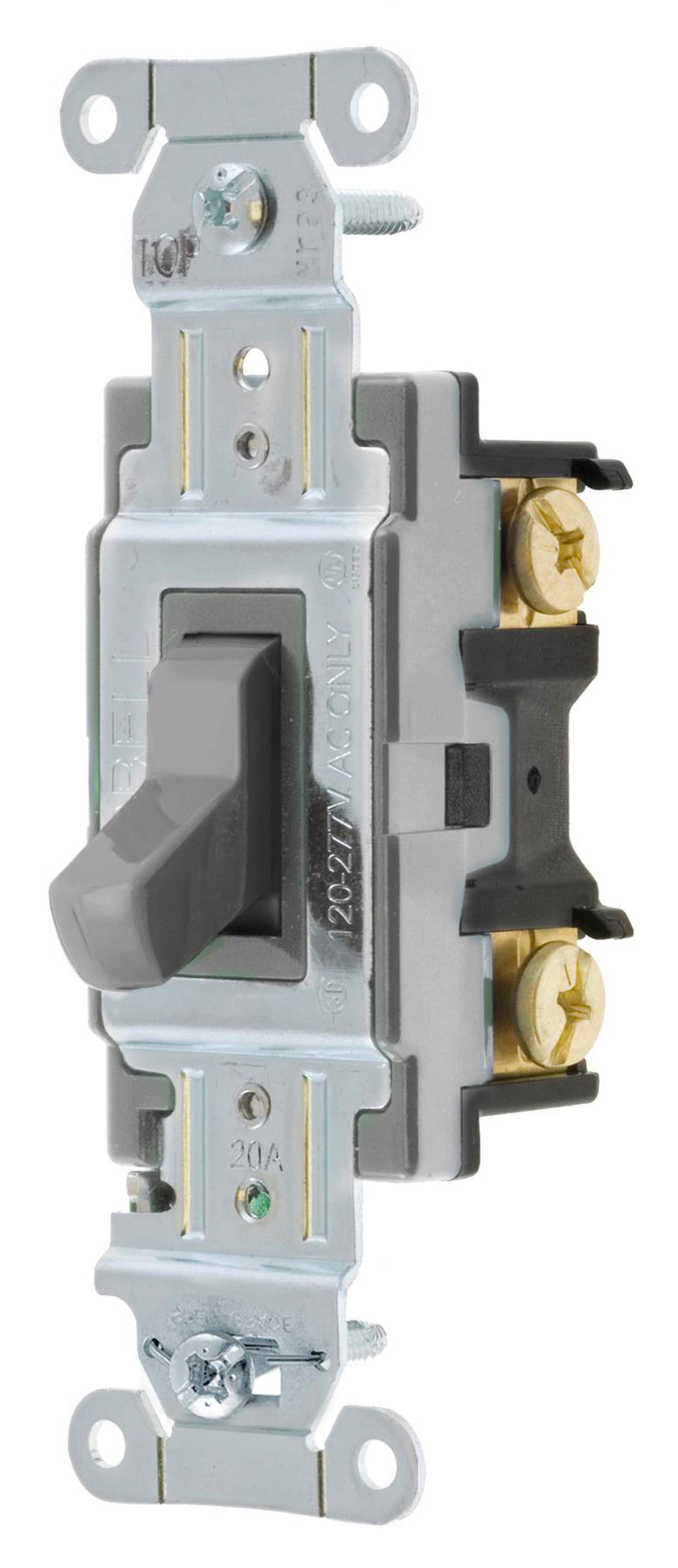 Hubbell CSB320GYZ 15/20-Amp 3-Way Toggle Light Switch, Gray