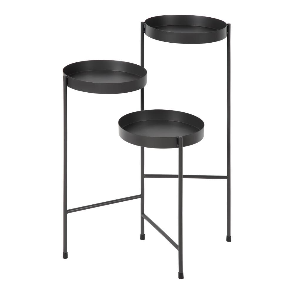 Kate and Laurel 216693 Round 30-in W x 10-in H x 30-in D Gray Metal Indoor Planter