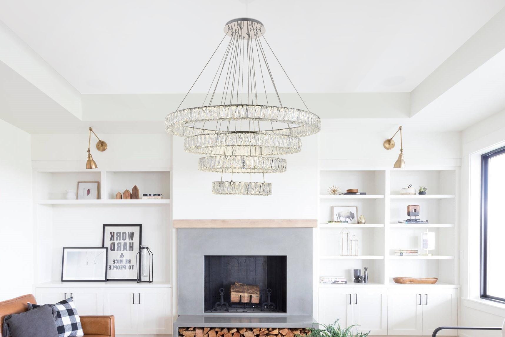 Monroe Chrome Drum LED Chandelier with Clear Crystals