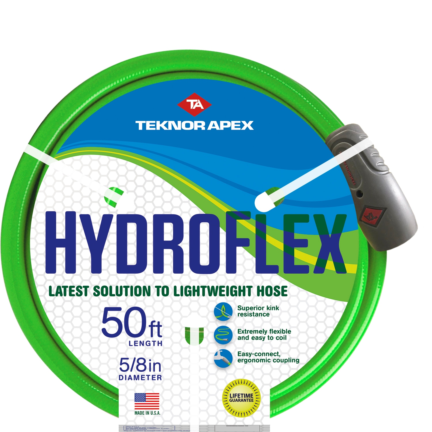 HydroFlex 5/8-in x 50-ft Heavy-Duty Kink Free Thermoplastic Elastomer Green Coiled Hose | - Teknor Apex 8870-50
