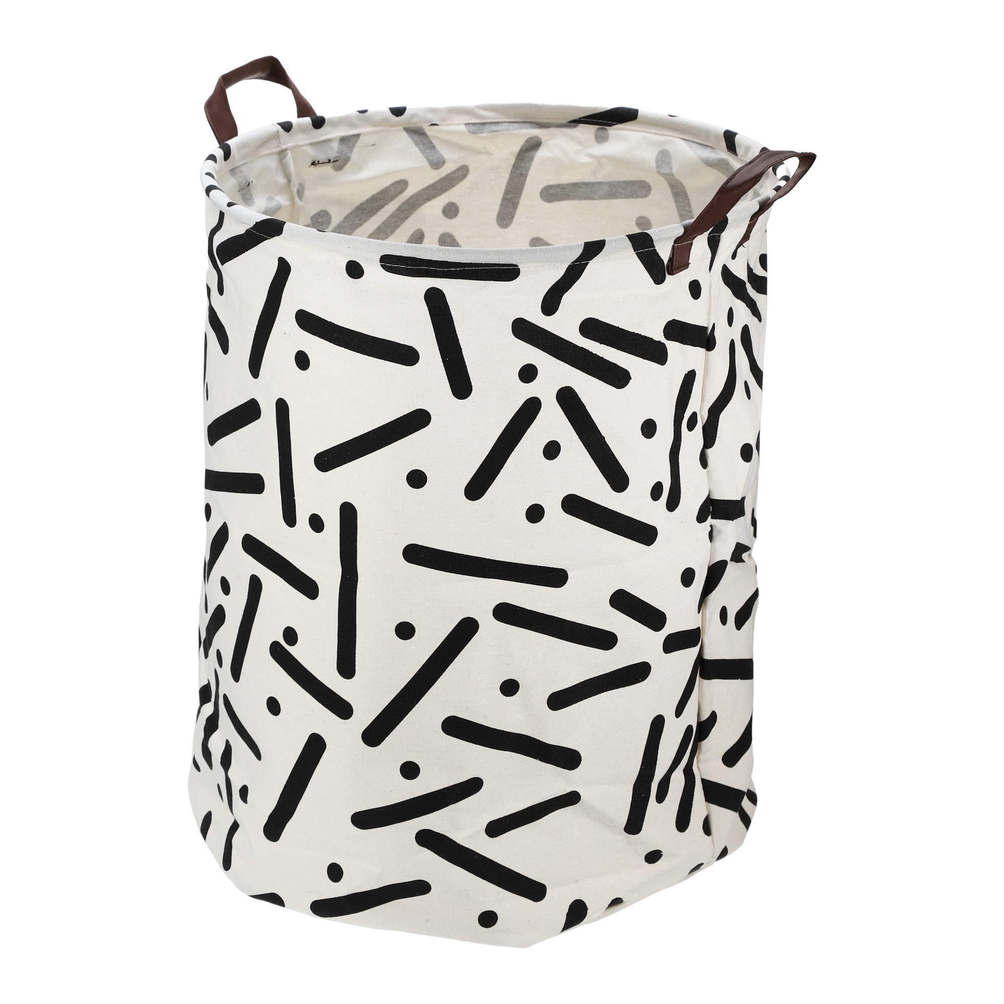 Unique Bargains Foldable Cylindrical Laundry Basket for Laundry Room 19.69 Inch x15.75 Inch 60L Black 1pc Cylindrical Dot