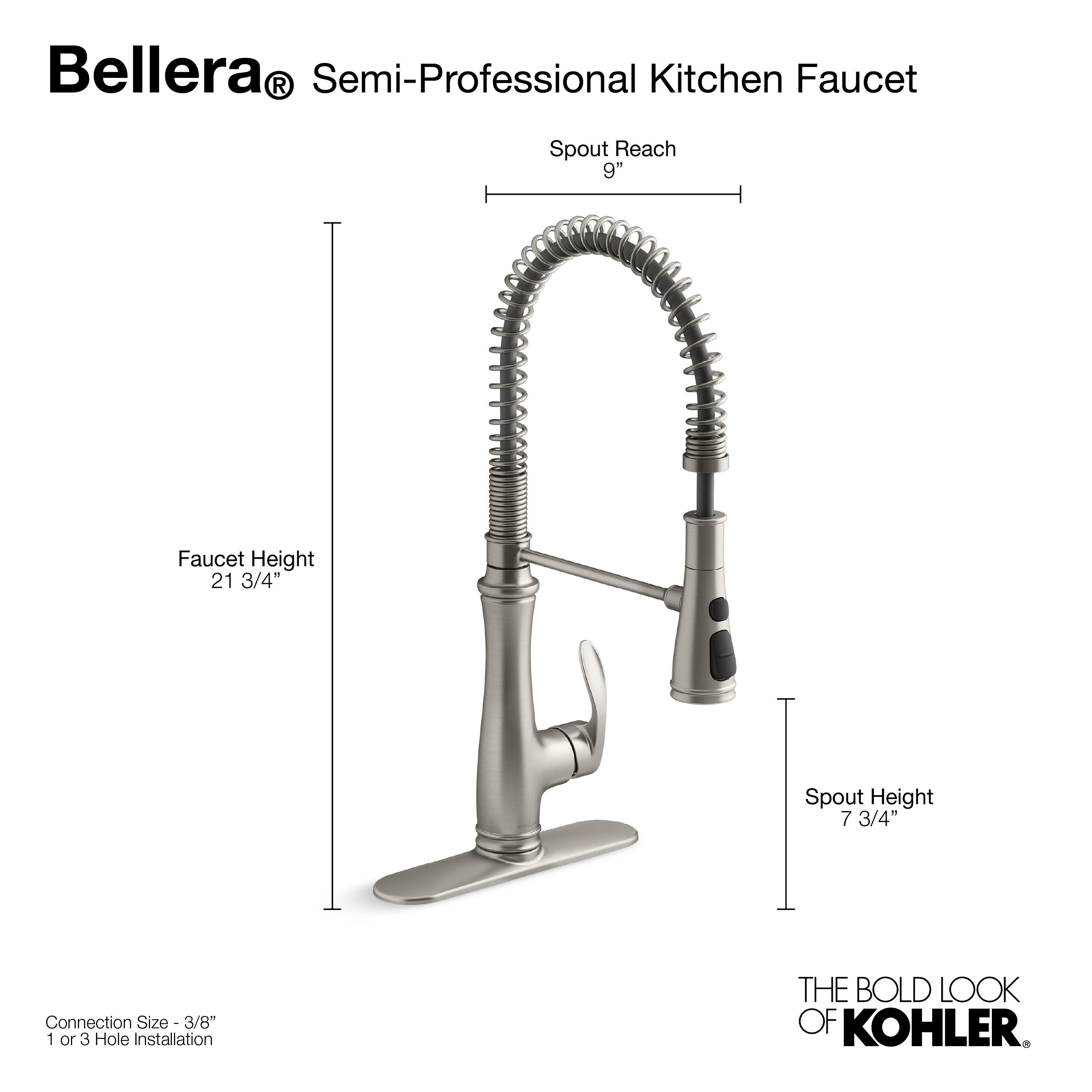 Stainless Steel Semi-Professional Kitchen Faucet with Pull-out Spray
