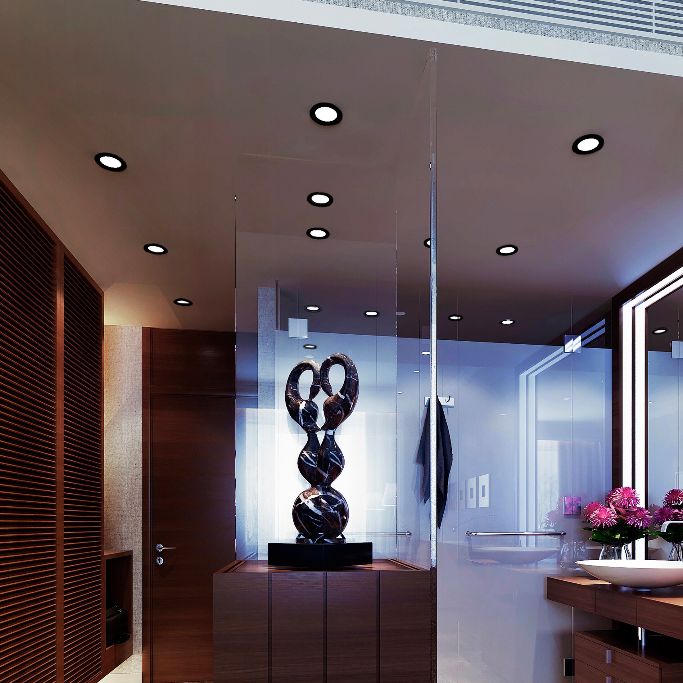 Black 6-Inch Recessed LED Downlight with Selectable Color Temperature