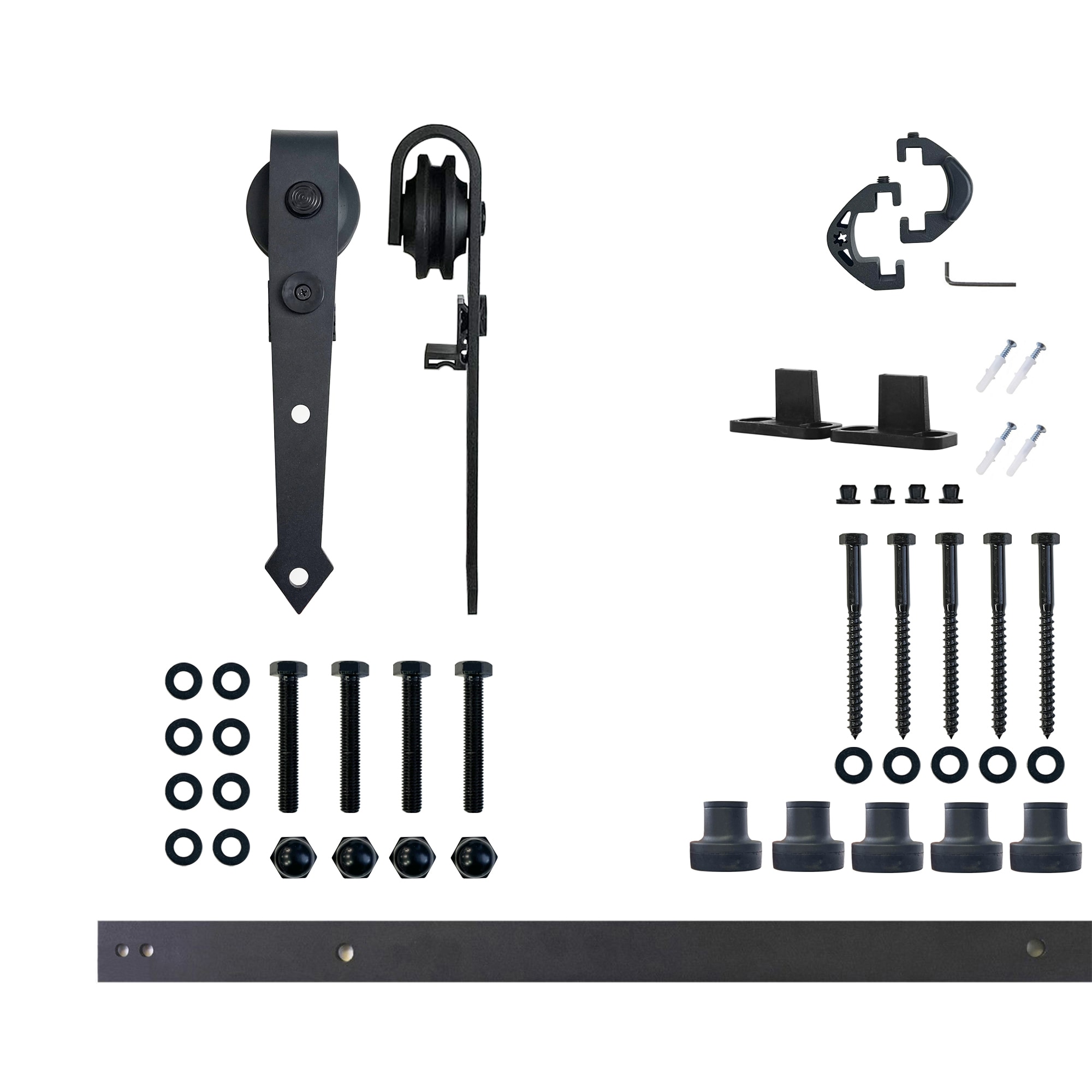 HOMACER JT1TGH072C 72-in Rustic black Black Indoor Arrow Single Barn door hardware kit