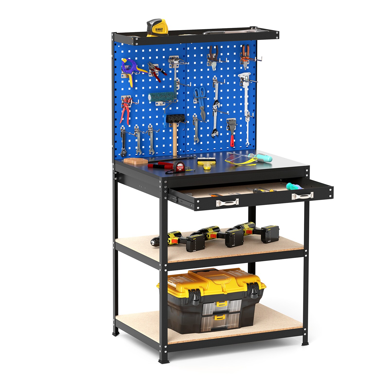 Slickblue 32 x 36-Inches 1-Drawer MDF Workbench With Pegboards ...
