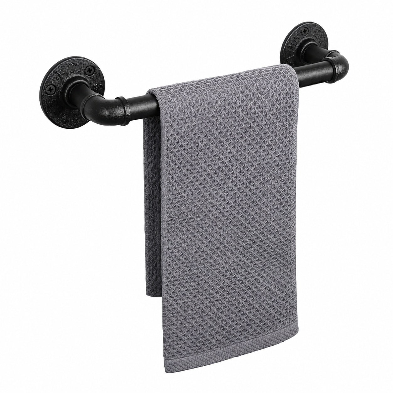 LAIFUCAM  Industrial Pipe Towel Rack Heavy Duty Wall Mounted Rustic Farmhouse Bath Towel Holder Black 12 Inch Iron Bar for Bathroom Kitchen