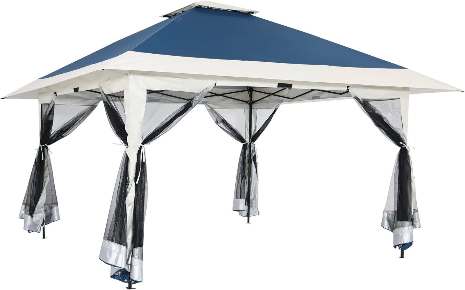CESICIA GA-ZT-21 13-ft x 13-ft Gazebos Navy Gazebo with Soft Top Roof (Screen Included)
