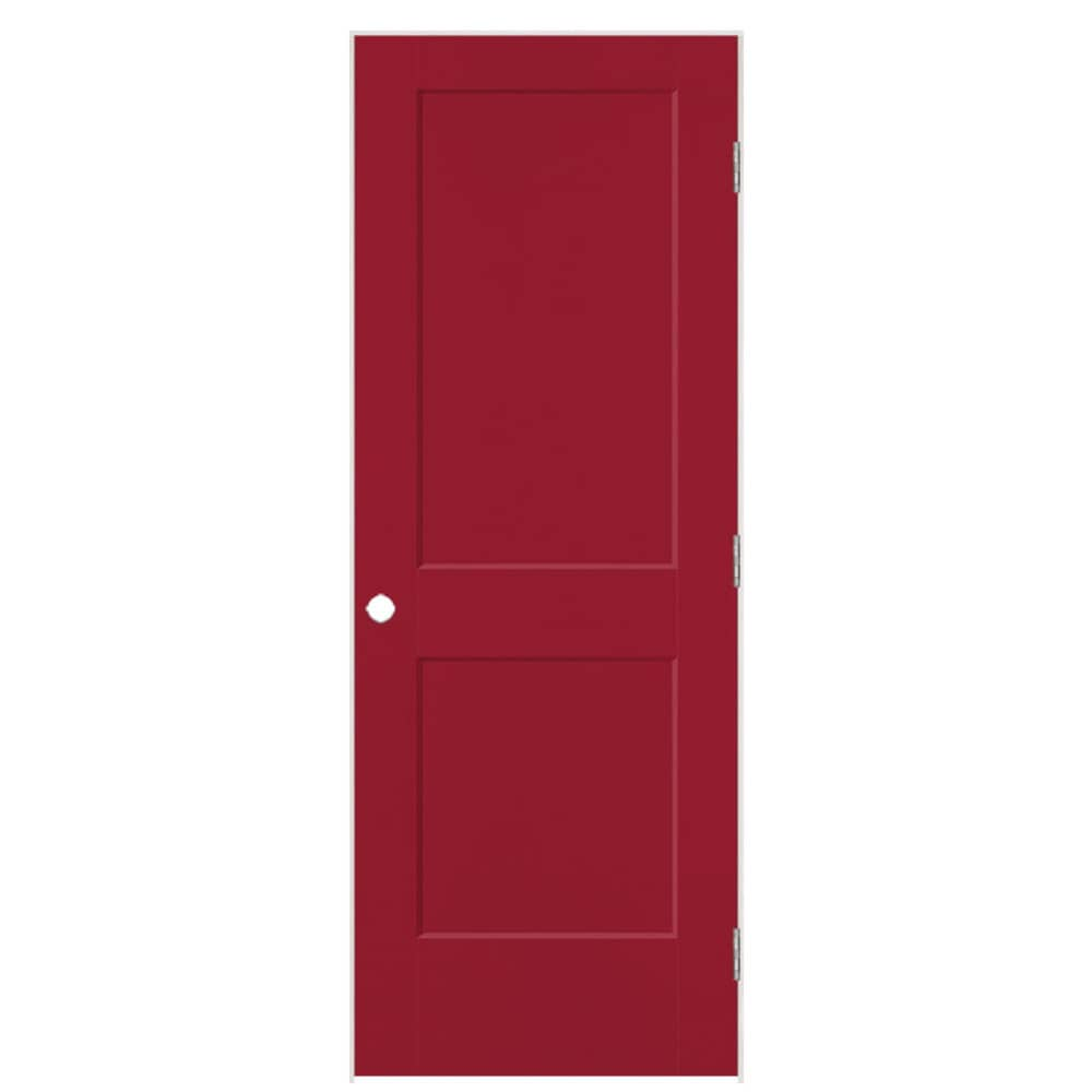 Masonite 32-in x 80-in Barn Red Hollow Core 2-panel Square Left Hand Smooth Prefinished Molded Composite Flat Jamb Single Prehung Interior Door -  826290