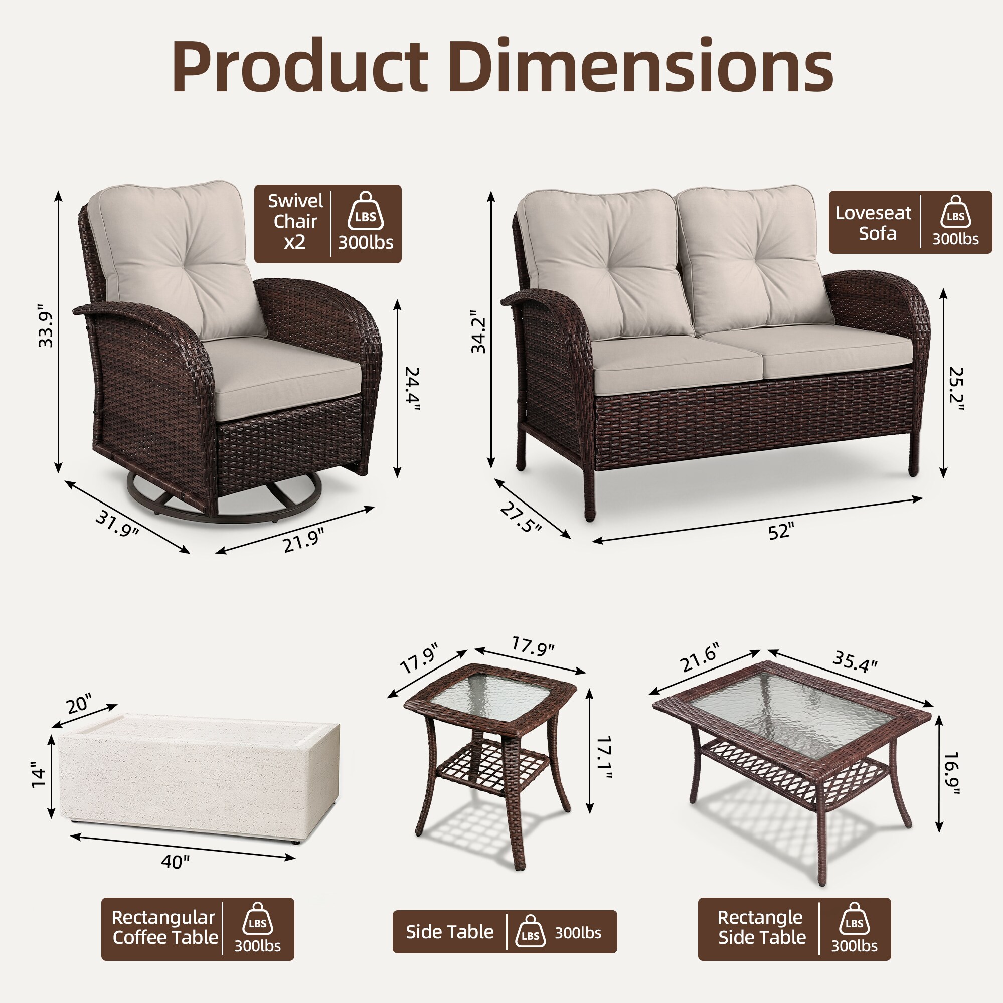 UPHA US1MBSF261212 Patio-Conversation-Sets - View #2