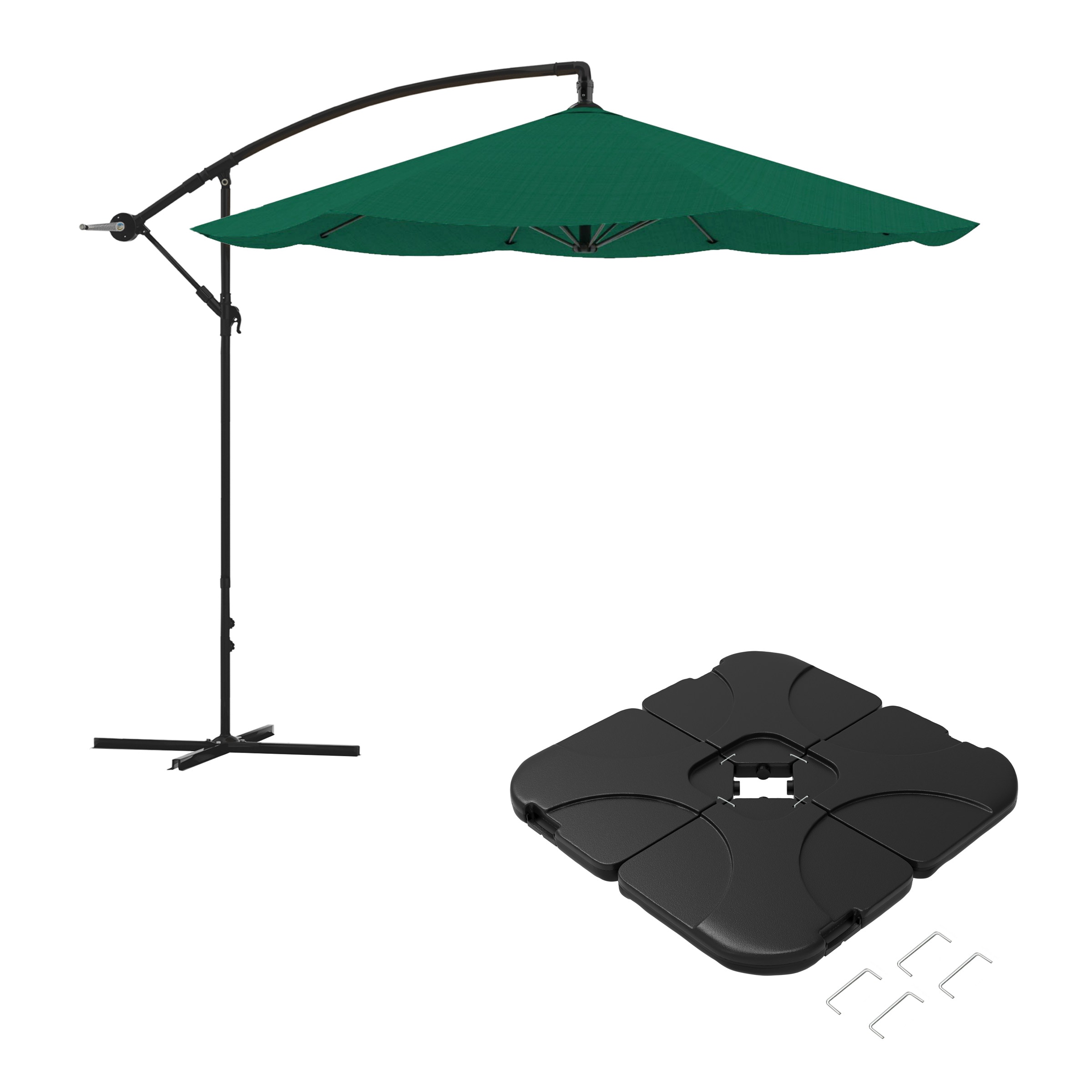 Pure Garden 50-LG1038B 10-ft Steel Green No-tilt Market Patio Umbrella with Base