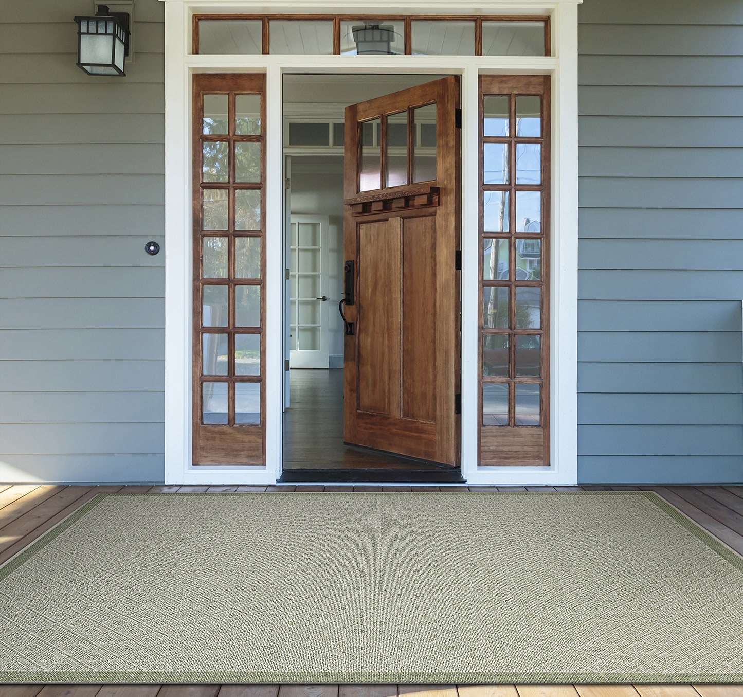 Couristan 79491394510092T Monaco 5 x 9 (ft) Polypropylene Sand-Sea Mist Rectangular Indoor/Outdoor Geometric Area rug