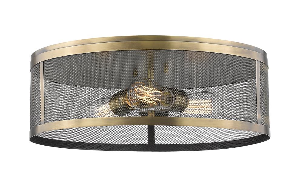 Z-Lite 331F18-NB Meshsmith 1 -Light 18-in Brushed Brass Flush Mount Light
