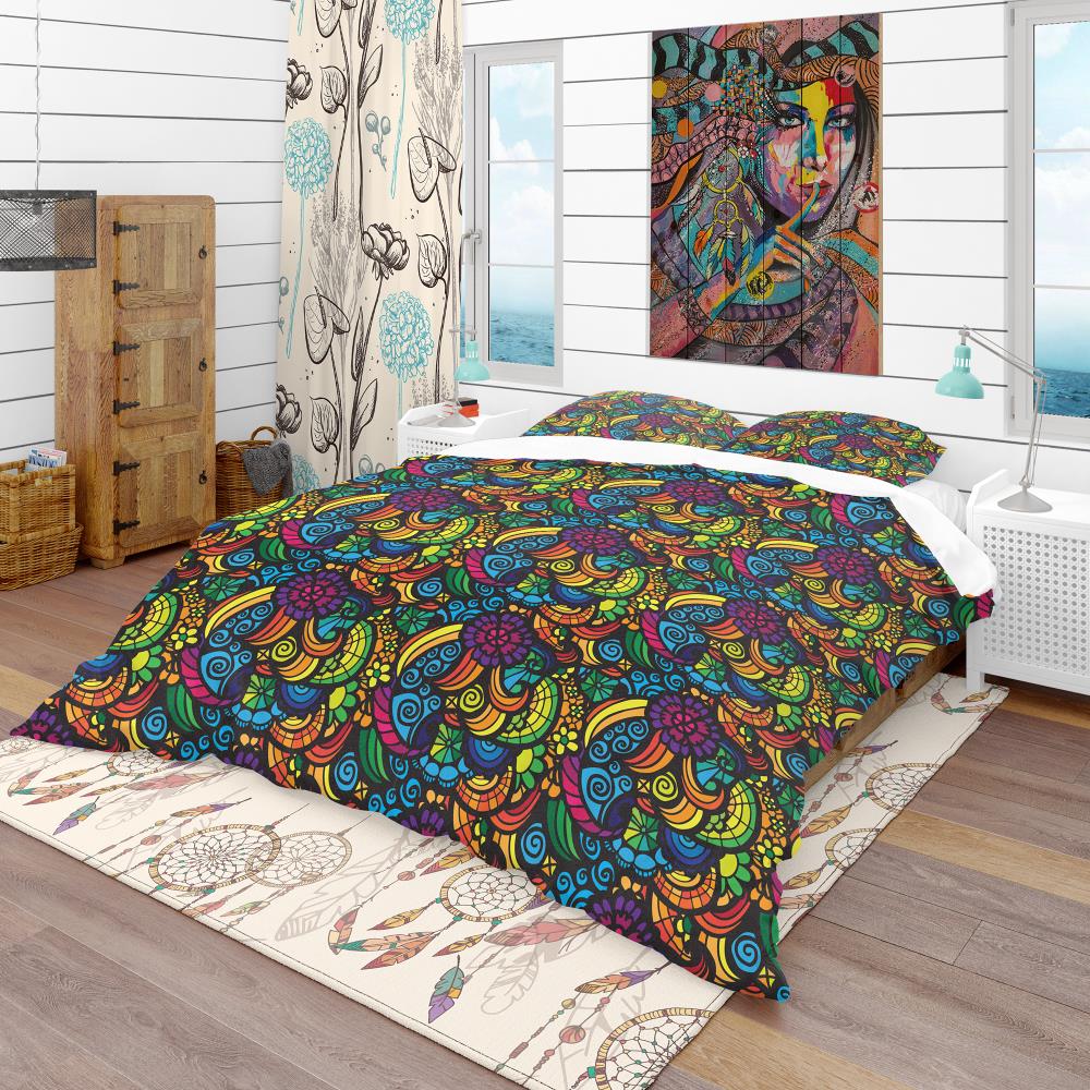 Designart BED18793-T 3 -Piece Black Twin Duvet cover Set