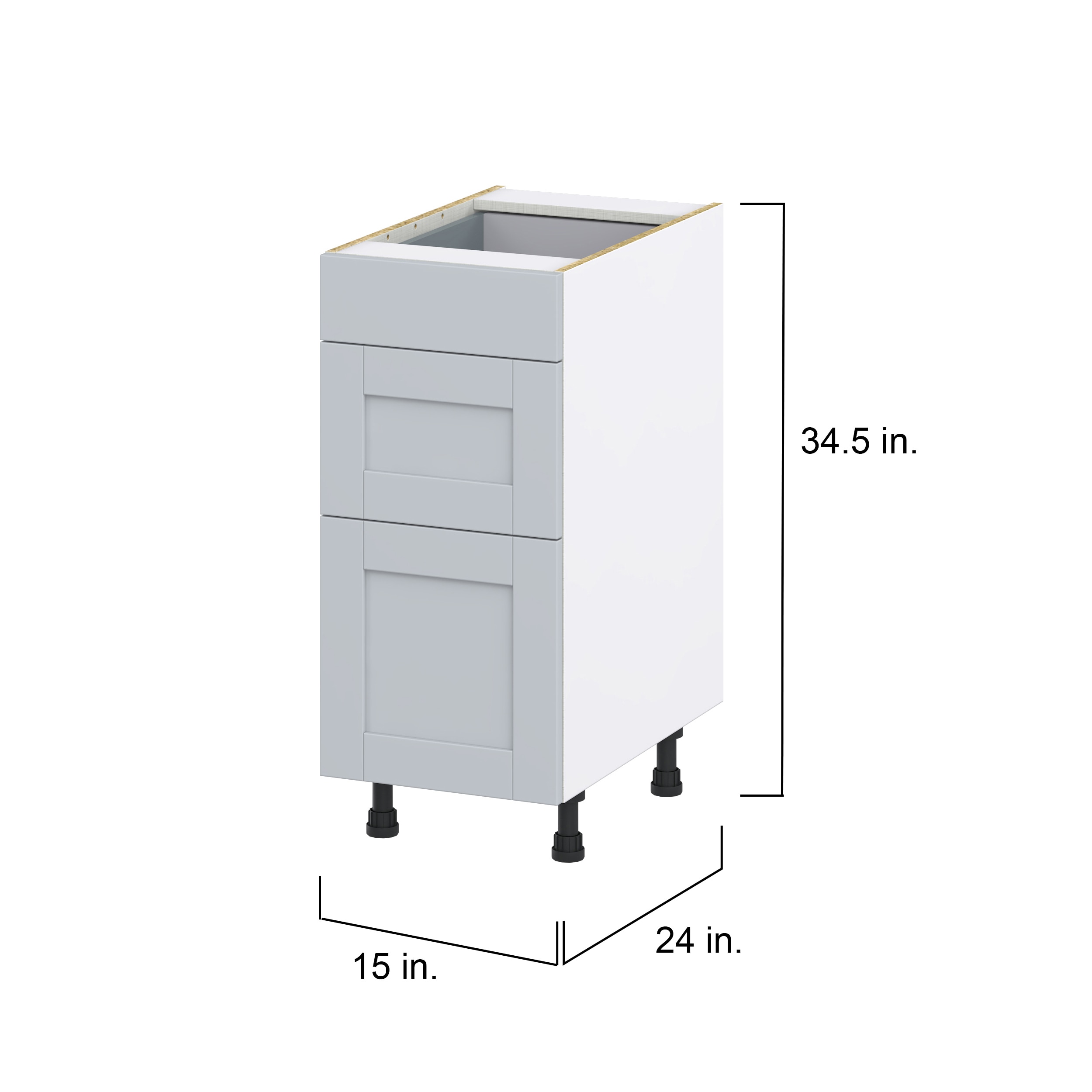Hugo&Borg Charlesberg 15-in W x 34.5-in H x 25-in D Gray 4-Drawer Base Fully Assembled Cabinet
