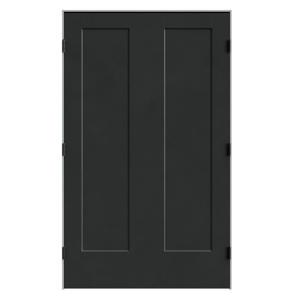 Masonite 641945 48-in x 80-in Midnight Black Solid core 1-panel Bi-parting Smooth Prefinished Molded composite Flat Jamb Double Prehung Interior Door