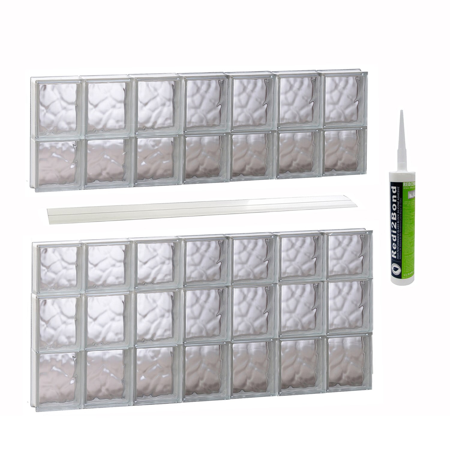 REDI2SET S4236DC Wavy Glass 40-1/4-in x 34-3/4-in Frameless Replacement Glass Block Window