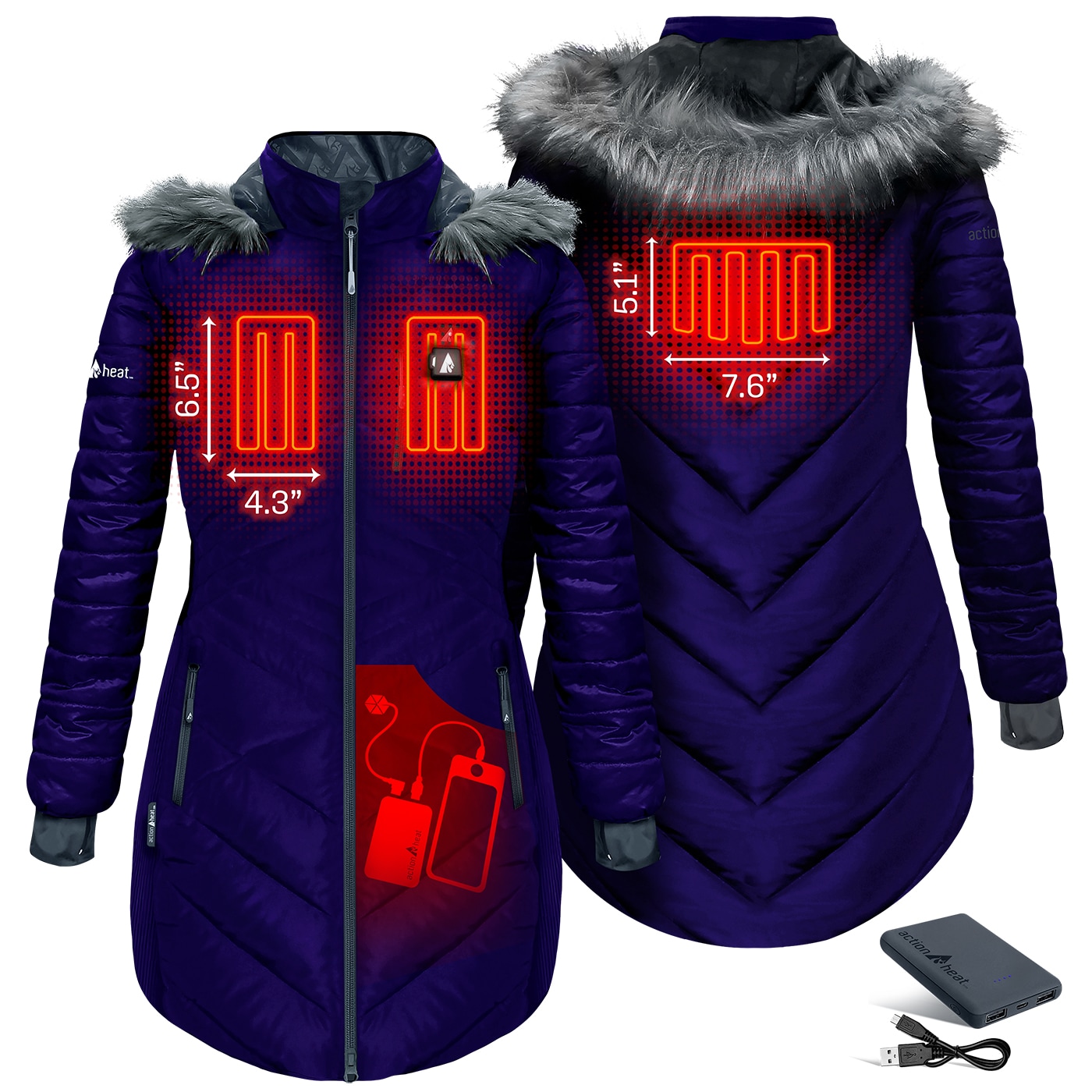 ActionHeat Women's Indigo Heavy Weight Hooded Insulated ActionHeat Women's Indigo Heavy Weight Hooded Insulated