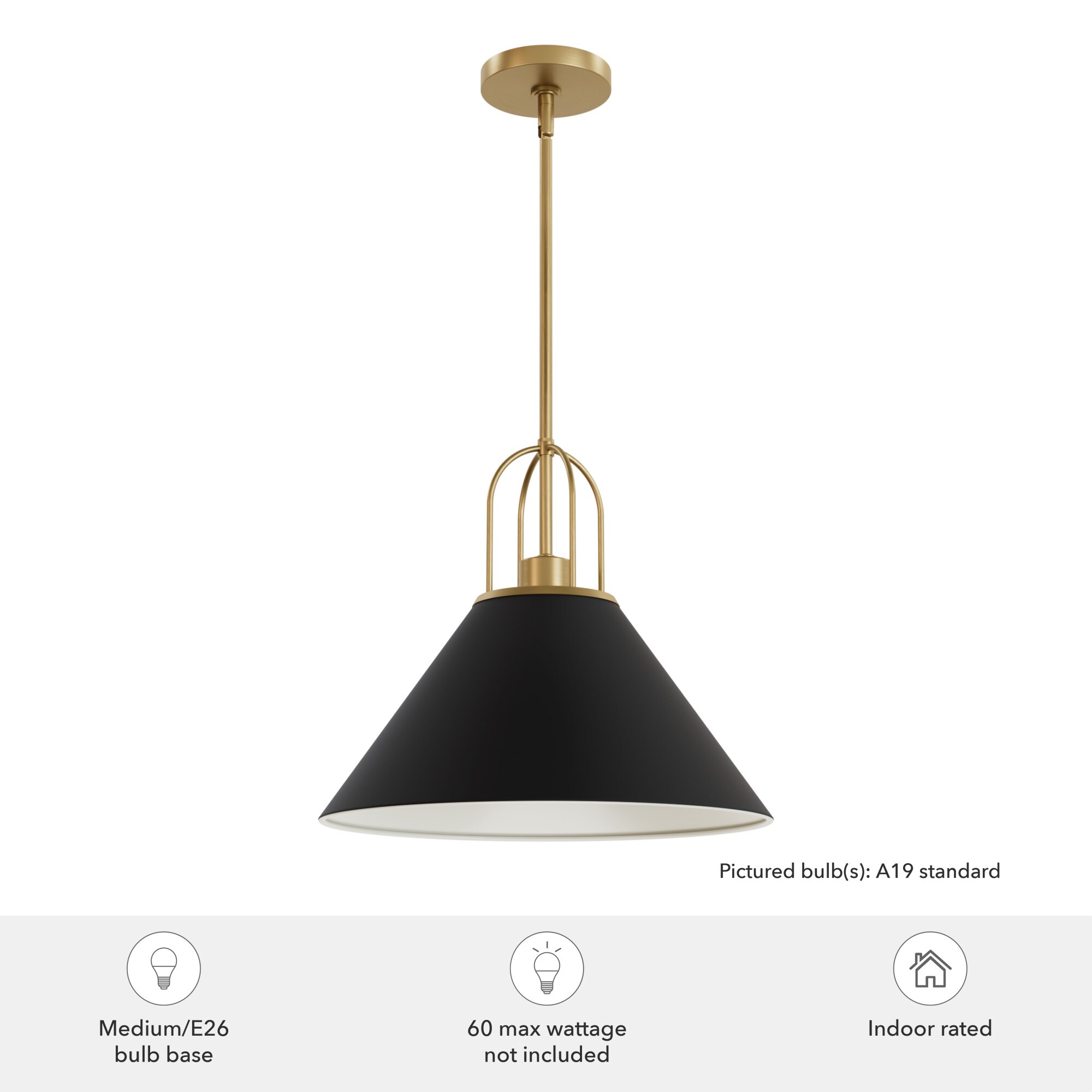 Matte Black and Luxe Gold Aluminum Pendant Light Fixture