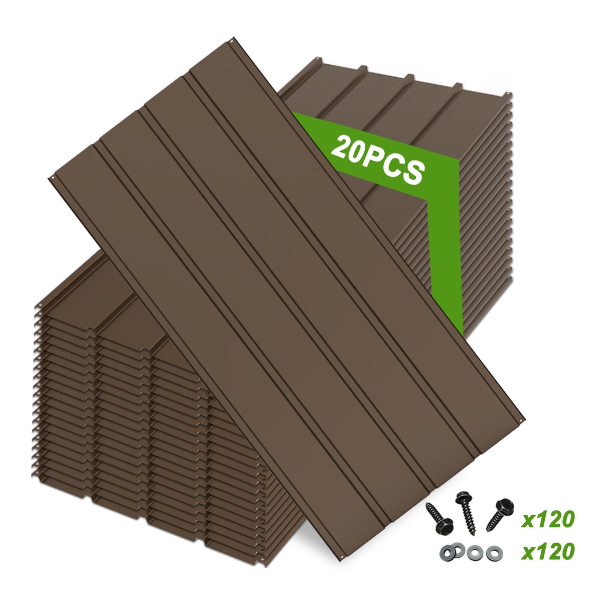 Loheer 3.54-ft x 1.64-ft 20-Pack Brown Corrugated Galvanized Metal Roofing Panels