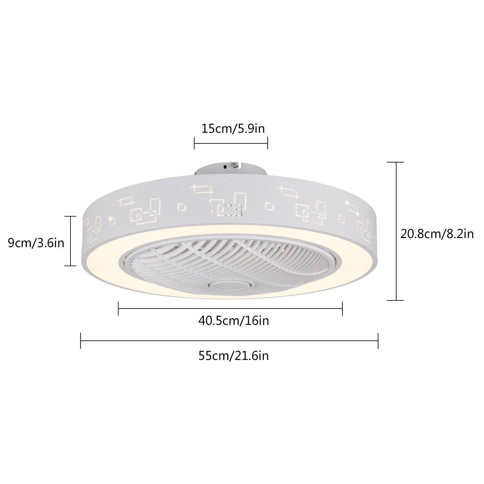 Oukaning 23-in Rectangular Hollow Reverse Dimmable Color-changing 