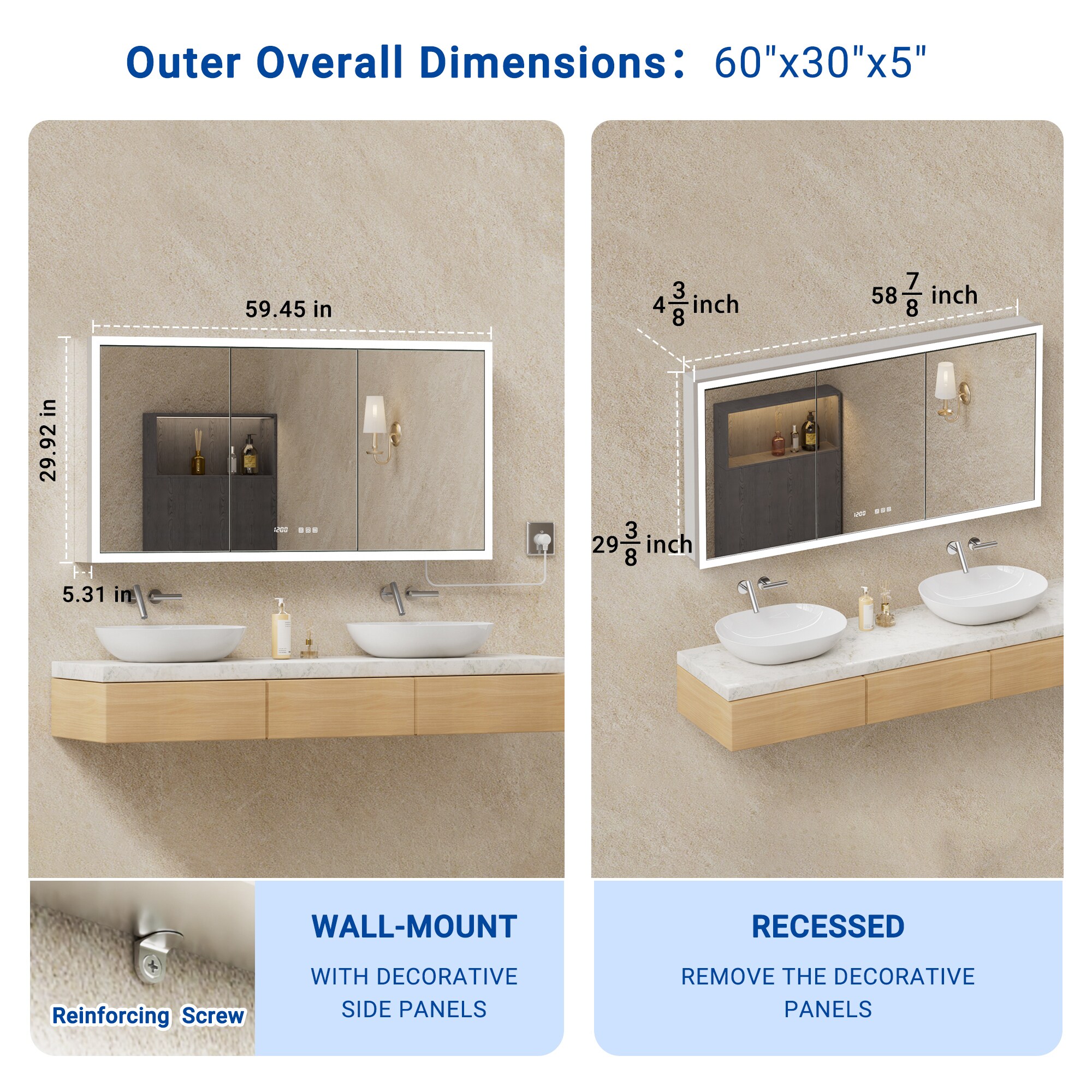 QueenFun BLMC6030 Bathroom-Medicine-Cabinets - View #4