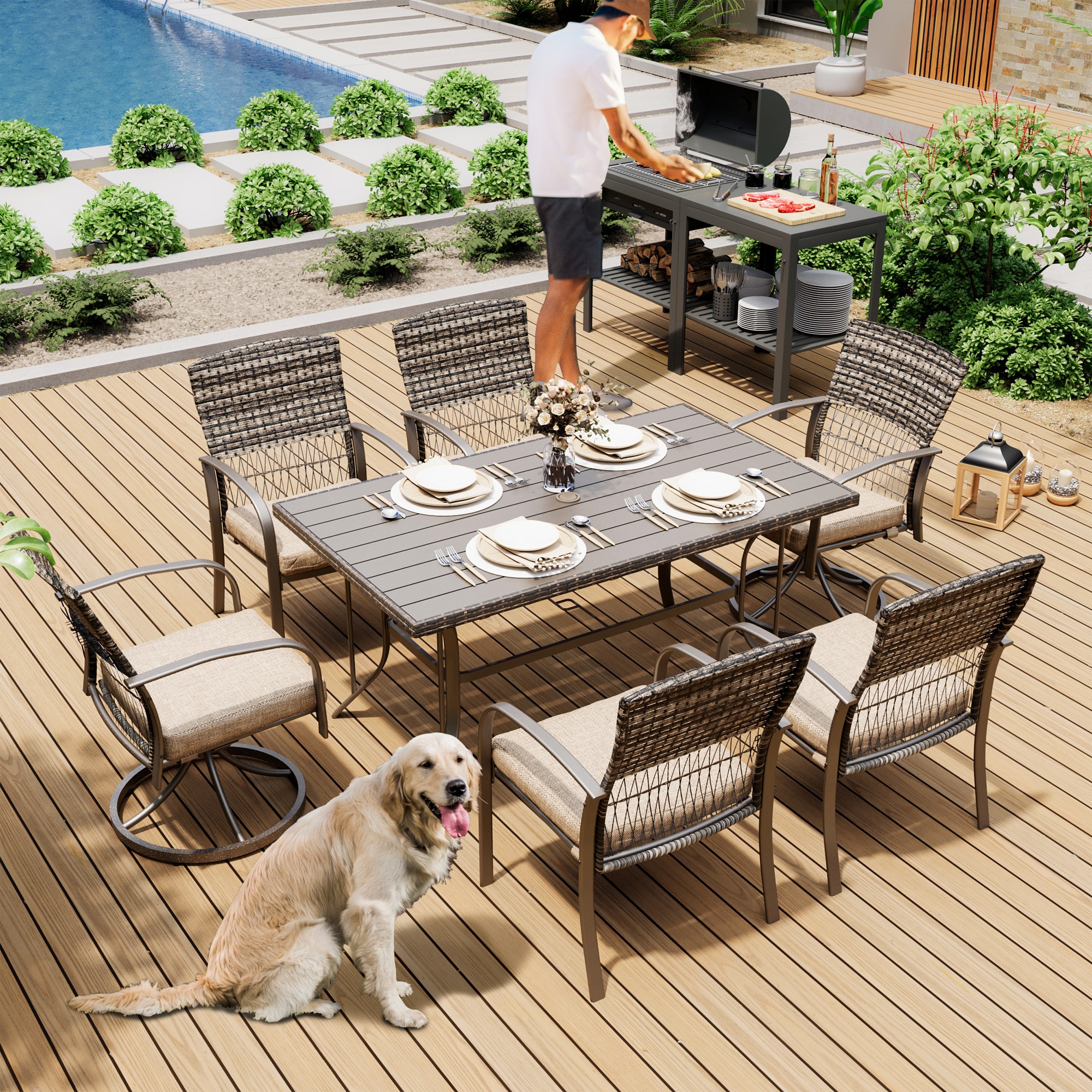 PamaPic TB-CZ-PTZY-7JT-G-WL1 Patio-Dining-Sets - View #3