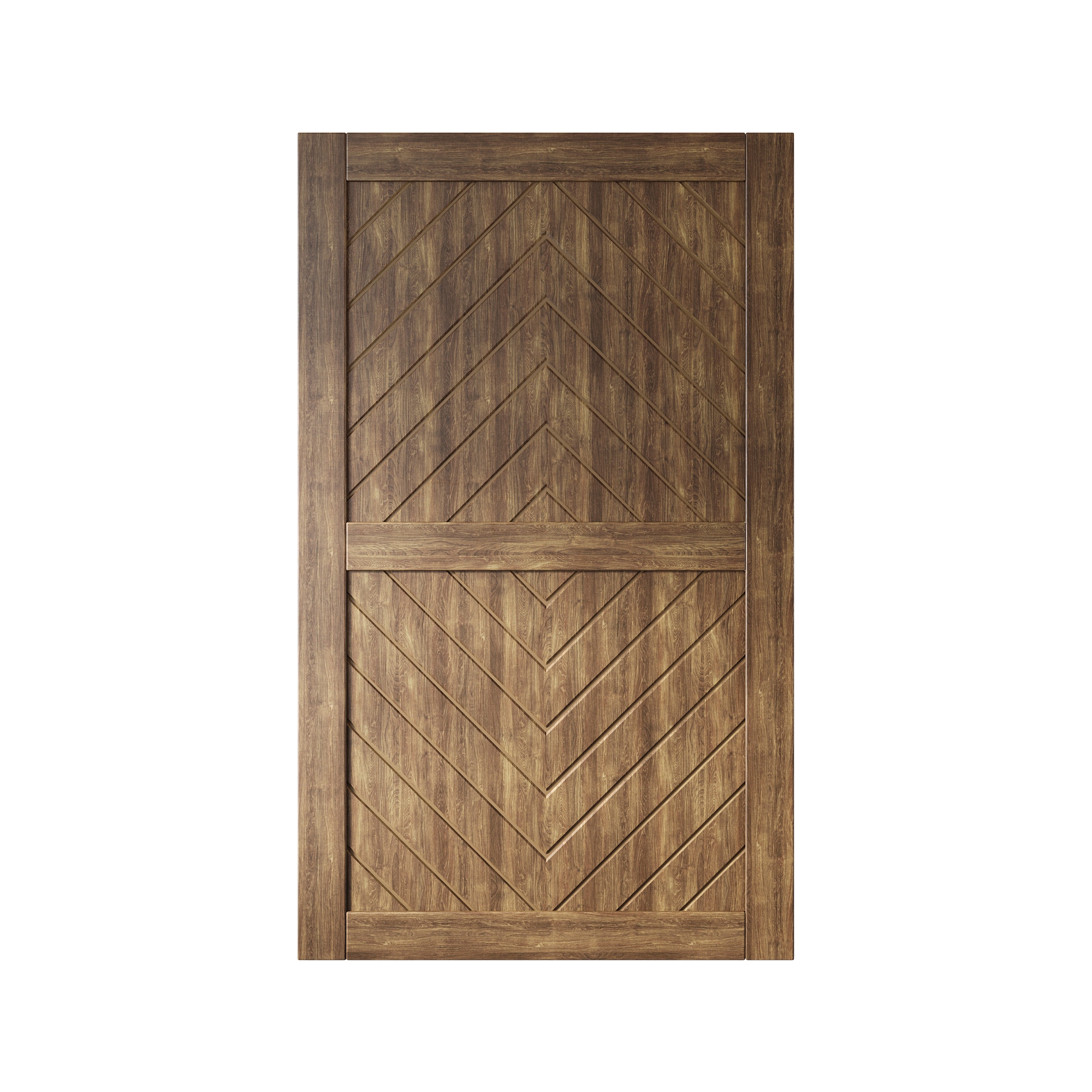 HOMACER JT2-4280-WA 42-in x 80-in Dark Walnut Herringbone Pine Wood Solid core Single Barn Door (Hardware Not Included)