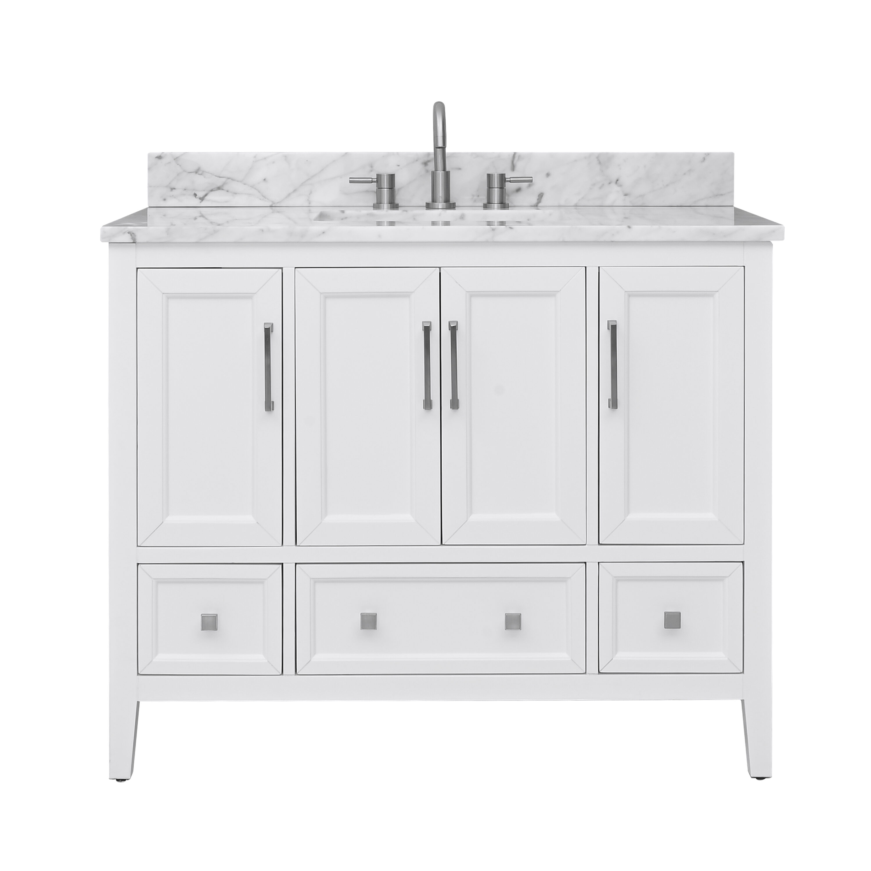 Avanity EVERETTE-VS43-WT-C 43-in White Undermount Single sink Bathroom Vanity with Carrara white Marble Top