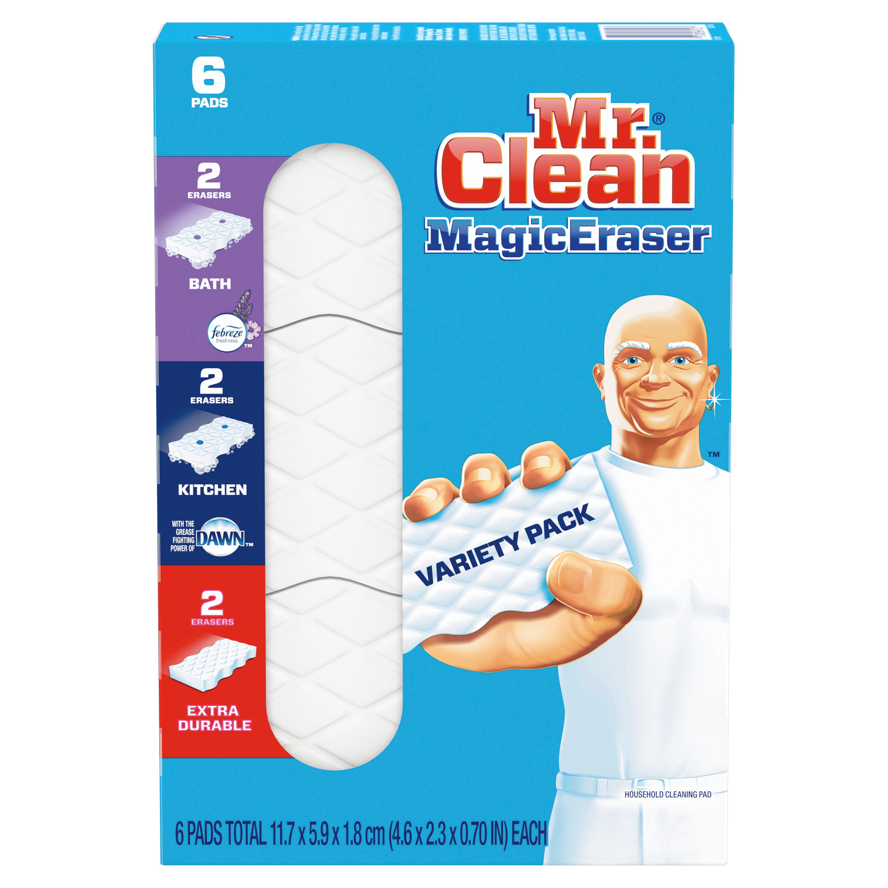 Mr. Clean Magic Eraser làm sạch vết bẩn mà không cần sử dụng hóa chất hoặc nước rửa mặt, giúp bạn tiết kiệm thời gian và công sức. Gói đa dạng 6 chiếc đảm bảo rằng bạn có đủ số lượng để sử dụng trong nhiều ứng dụng khác nhau trong nhà của bạn. Hãy tận hưởng sự tiện lợi của sản phẩm này để có được không gian sống sạch sẽ và gọn gàng hơn.