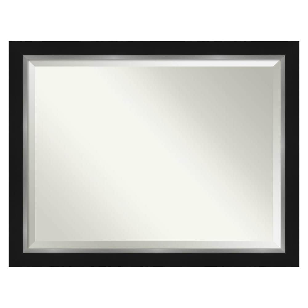 Eva 45" x 35" Black and Silver Beveled Wall Mirror