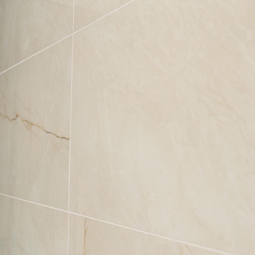 Grace Polished Beige Porcelain Marble Look Rectangular Tile