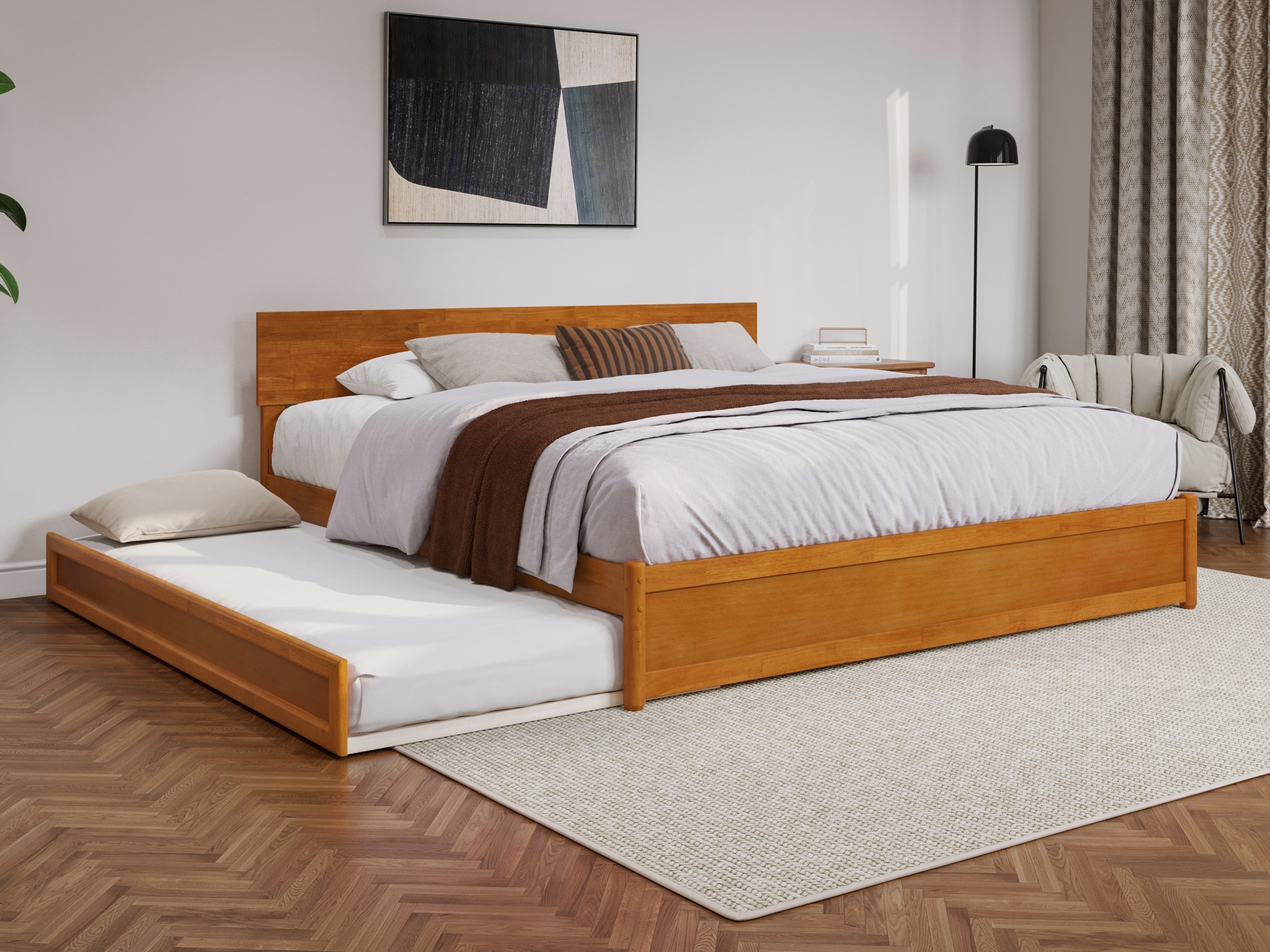 AFI AR818725T Wesley Light Toffee King Wood Trundle Bed