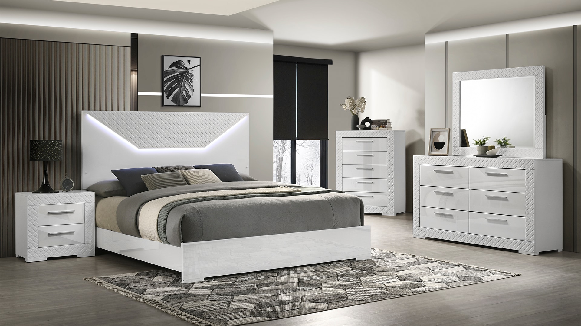 Galaxy 601955555494 Blanca White Queen Bedroom Set