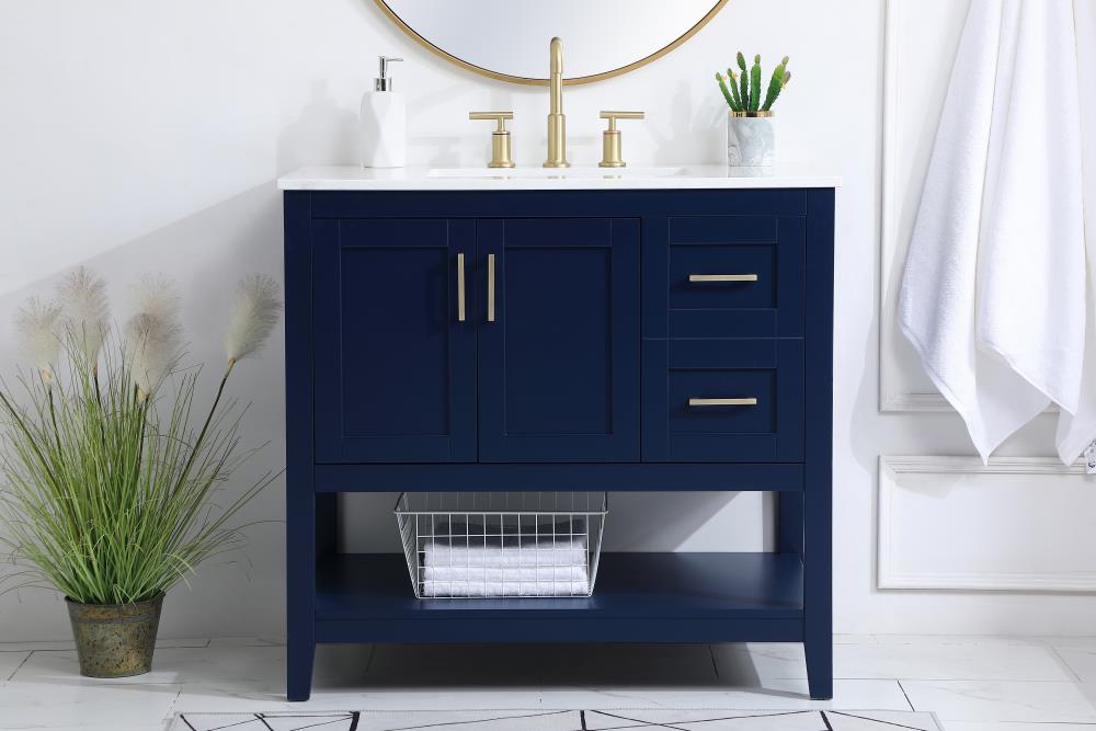 Elegant Decor First Impressions 36-in Blue Undermount Single Sink ...